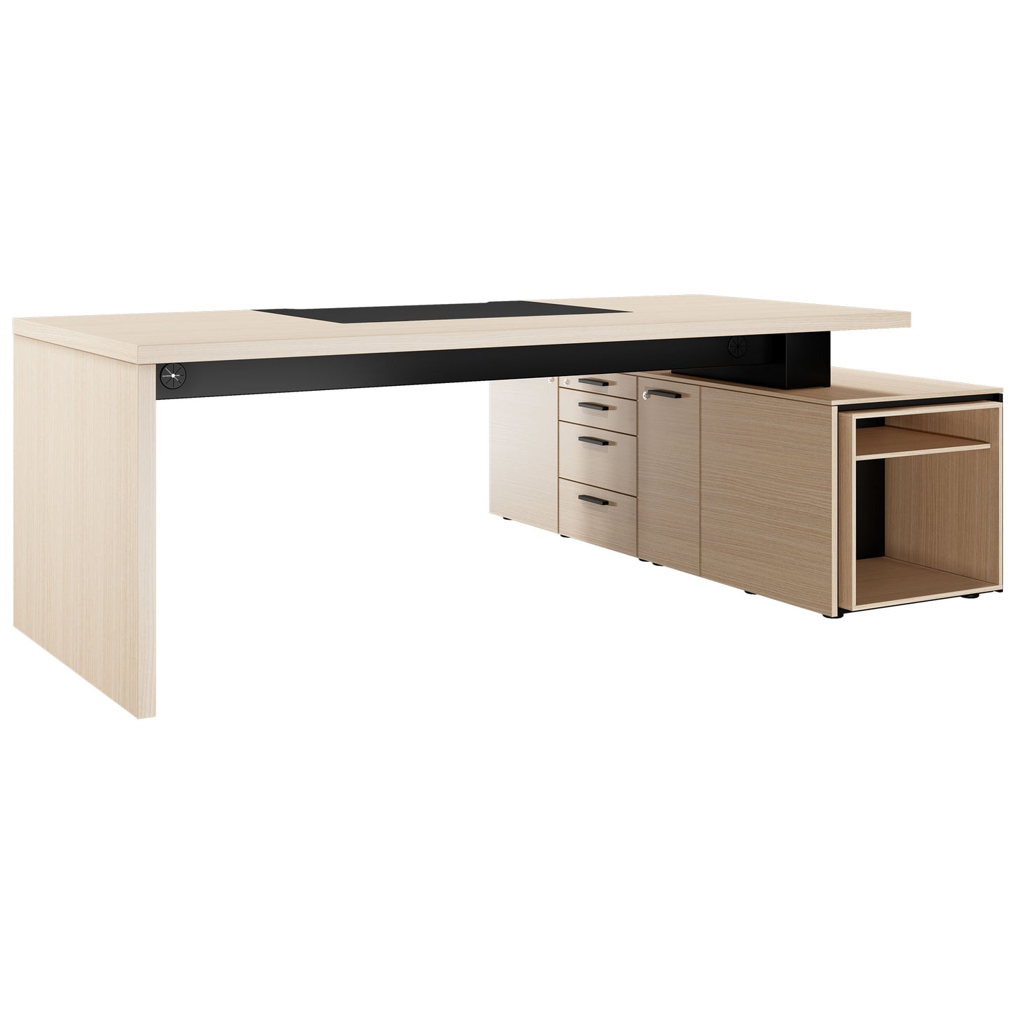 Bralco SILE Bureau avec basse-planche | 2300 x 1700 mm, chêne