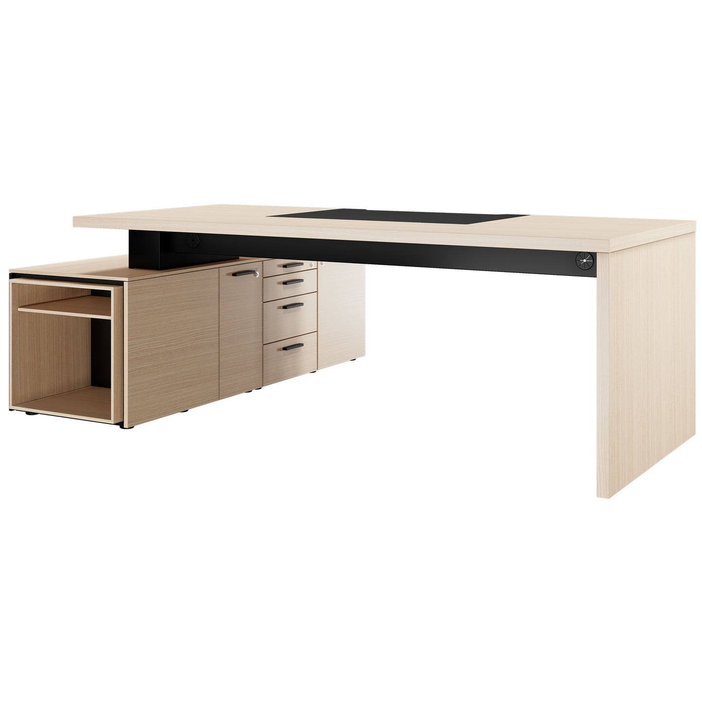Bralco SILE Bureau avec basse-planche | 2300 x 1700 mm, chêne