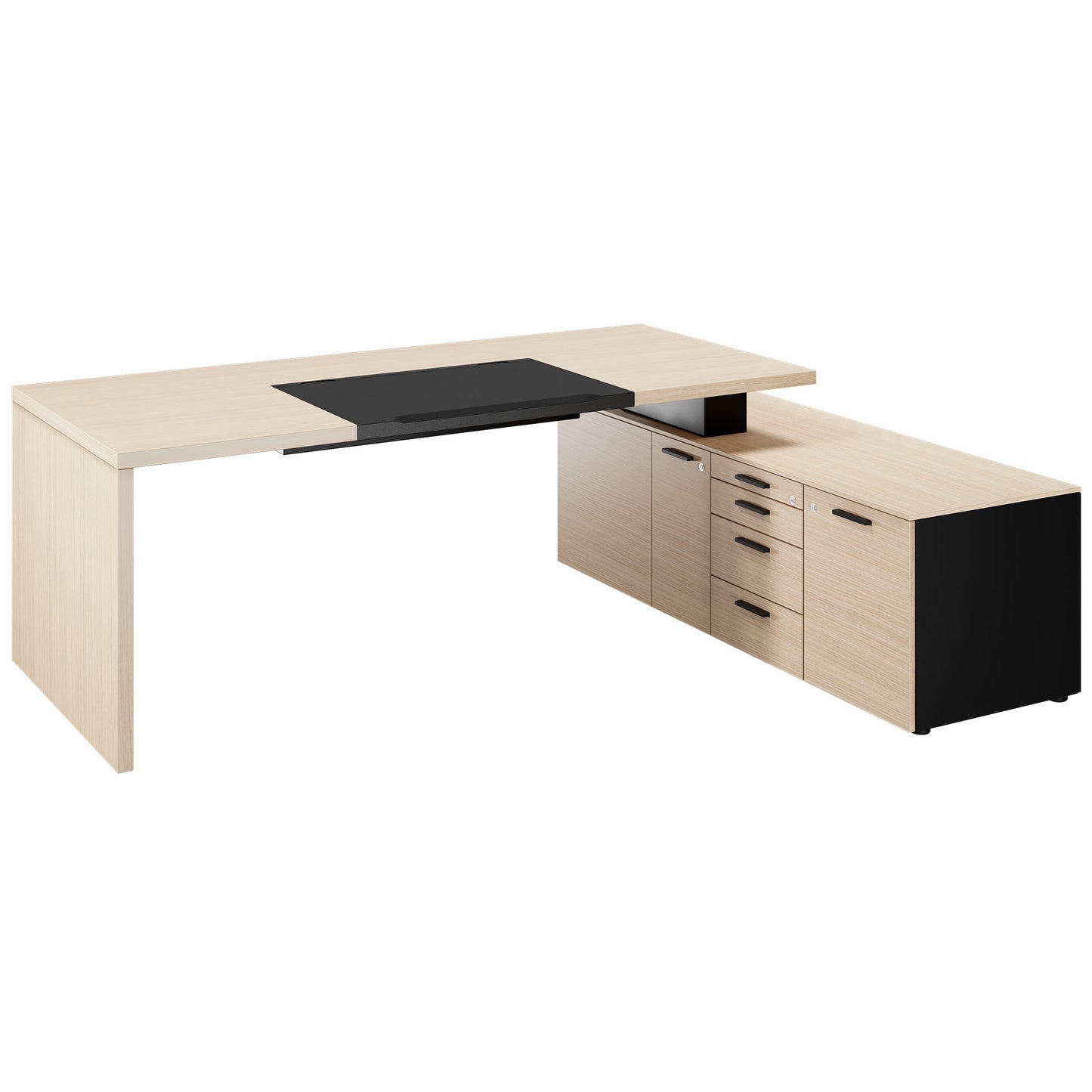 Bralco SILE Bureau avec basse-planche | 2300 x 1700 mm, chêne