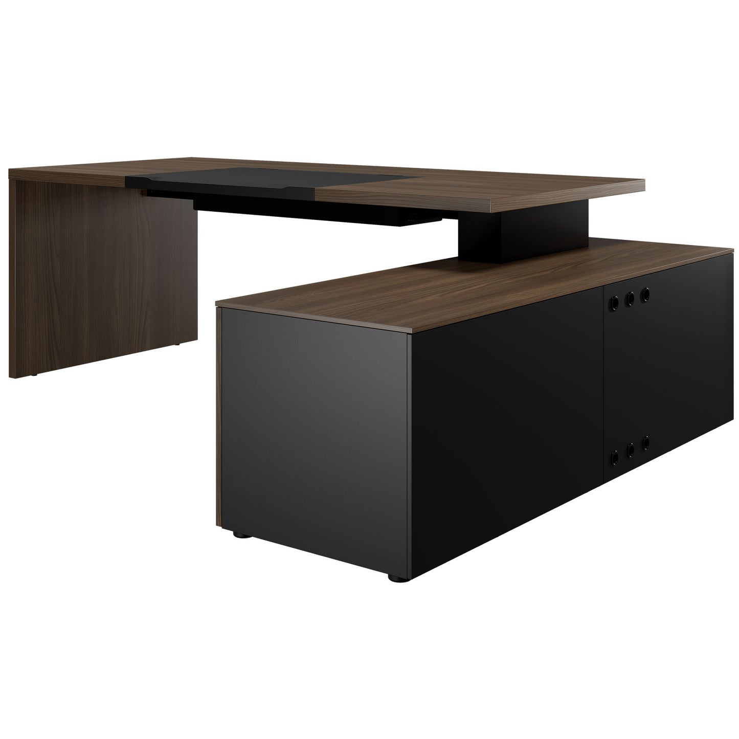 Bralco SILE Bureau avec basse-planche | 2300 x 1700 mm, noyer