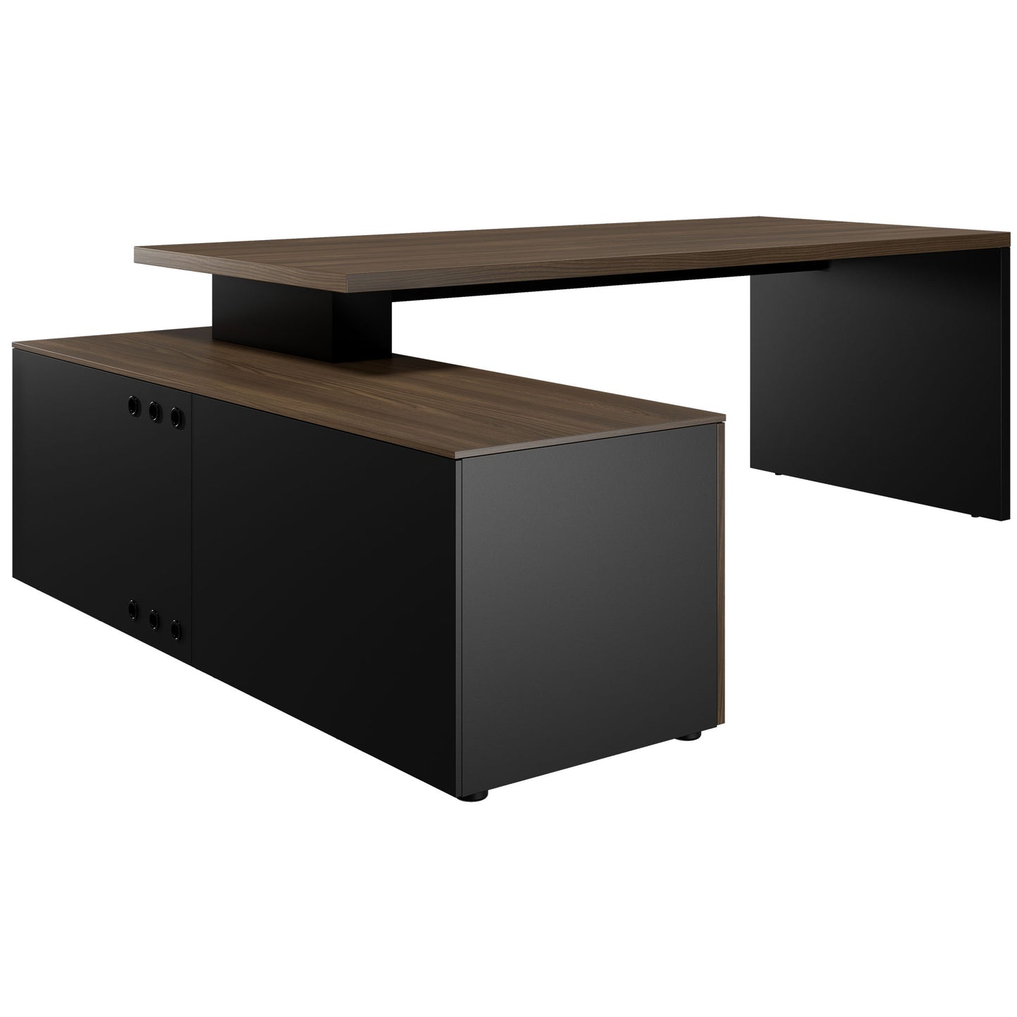 Bralco SILE Bureau avec basse-planche | 2300 x 1700 mm, noyer