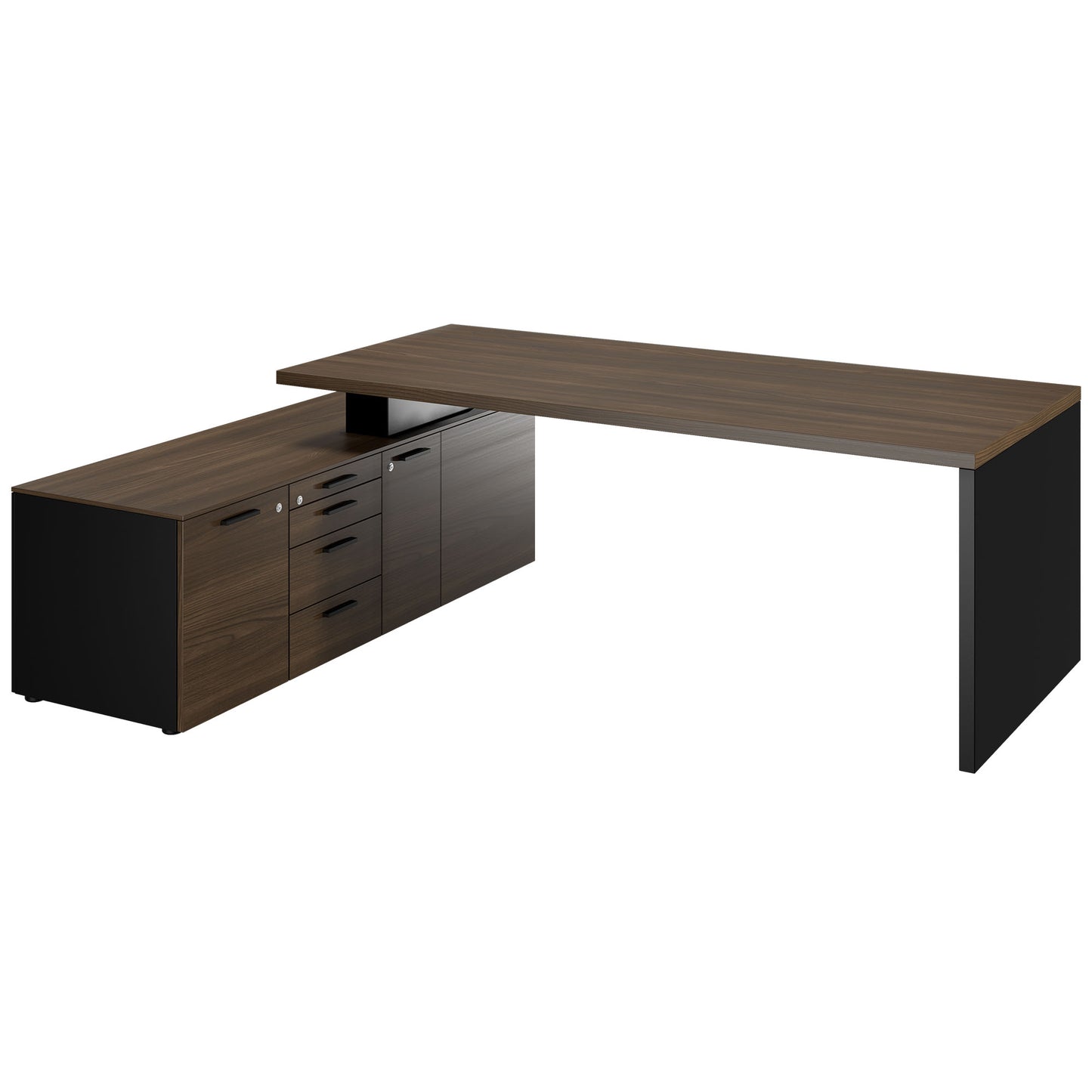 Bralco SILE Bureau avec basse-planche | 2300 x 1700 mm, noyer