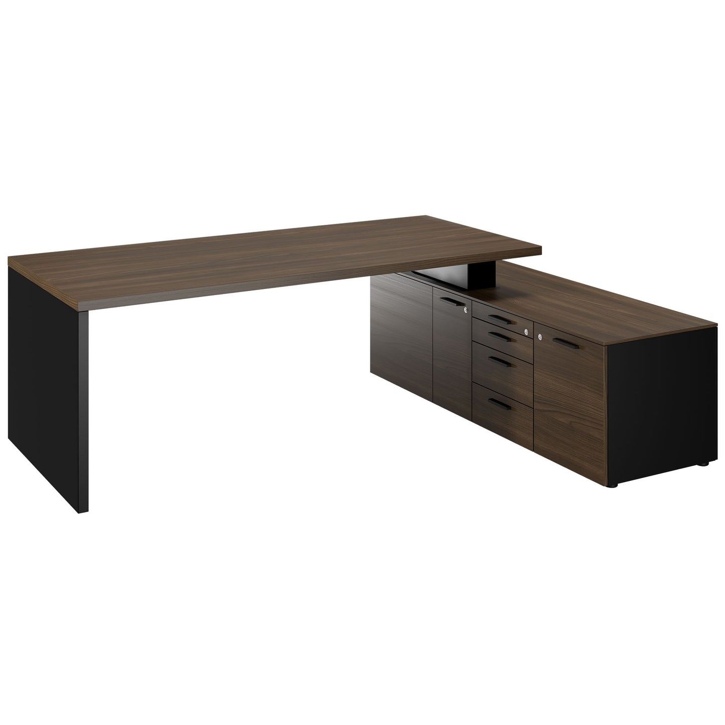 Bralco SILE Bureau avec basse-planche | 2300 x 1700 mm, noyer