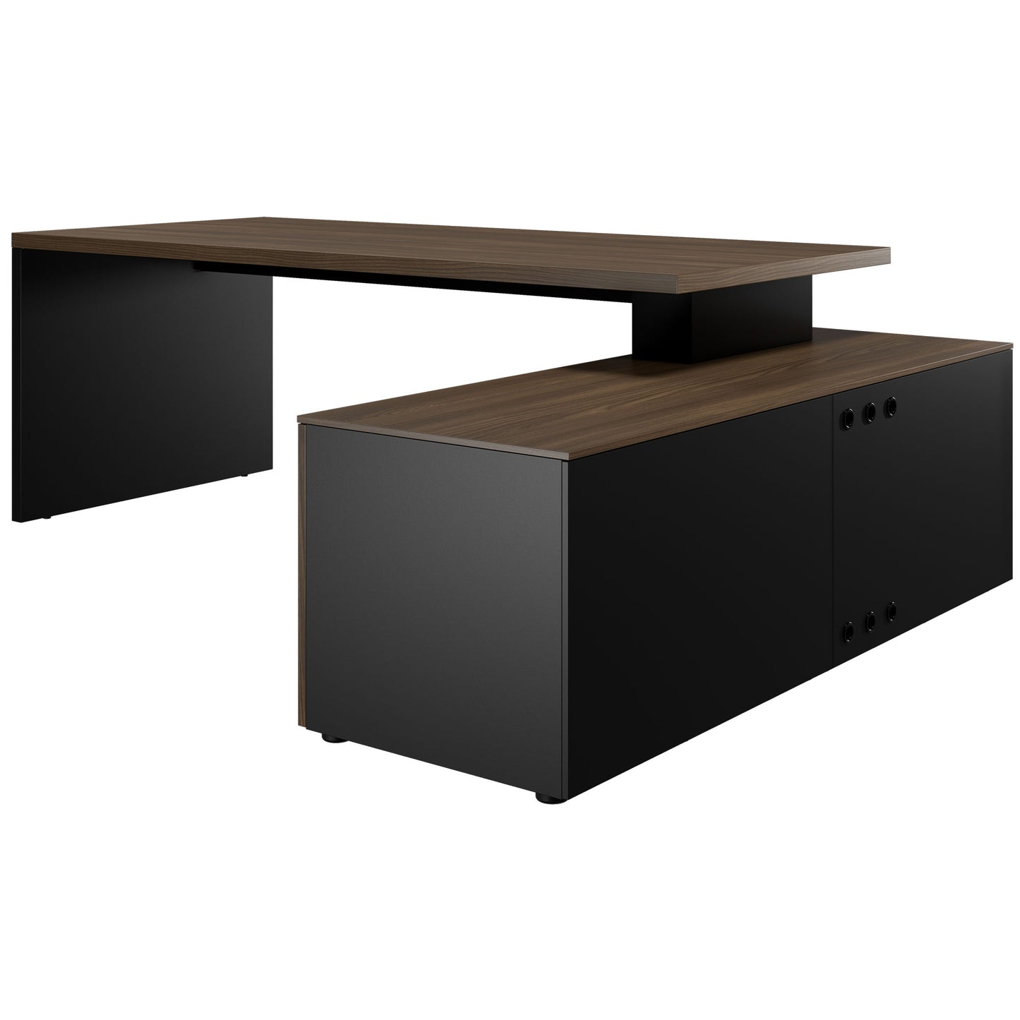 Bralco SILE Bureau avec basse-planche | 2300 x 1700 mm, noyer