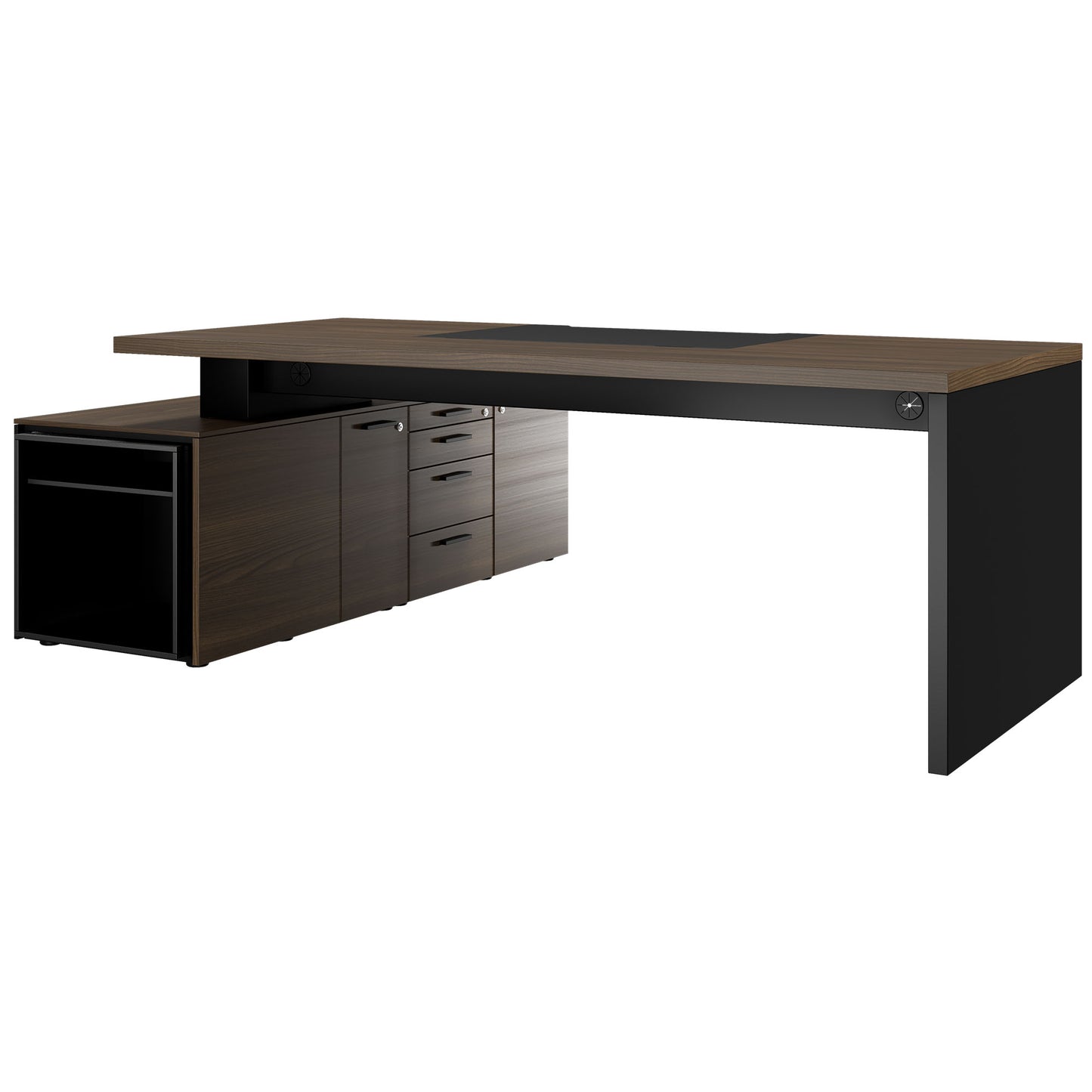 Bralco SILE Bureau avec basse-planche | 2300 x 1700 mm, noyer