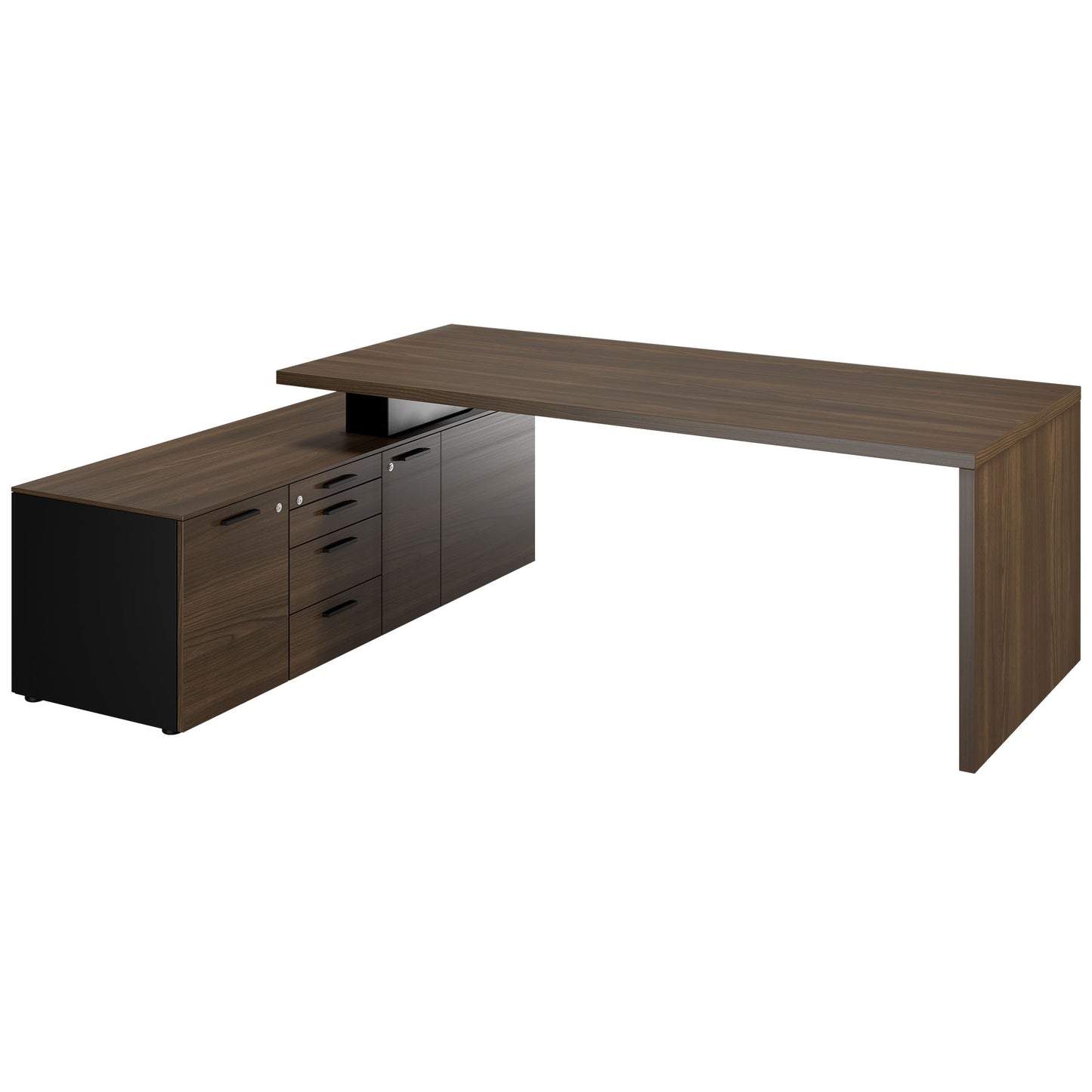 Bralco SILE Bureau avec basse-planche | 2300 x 1700 mm, noyer
