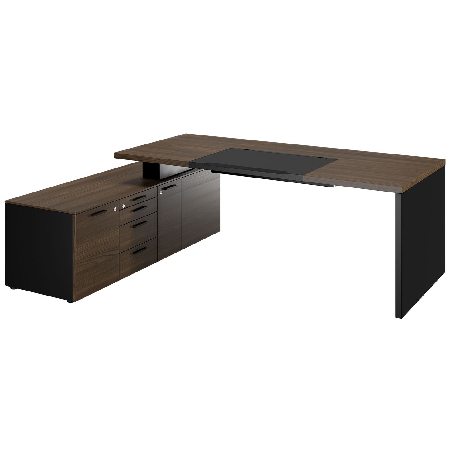 Bralco SILE Bureau avec basse-planche | 2300 x 1700 mm, noyer
