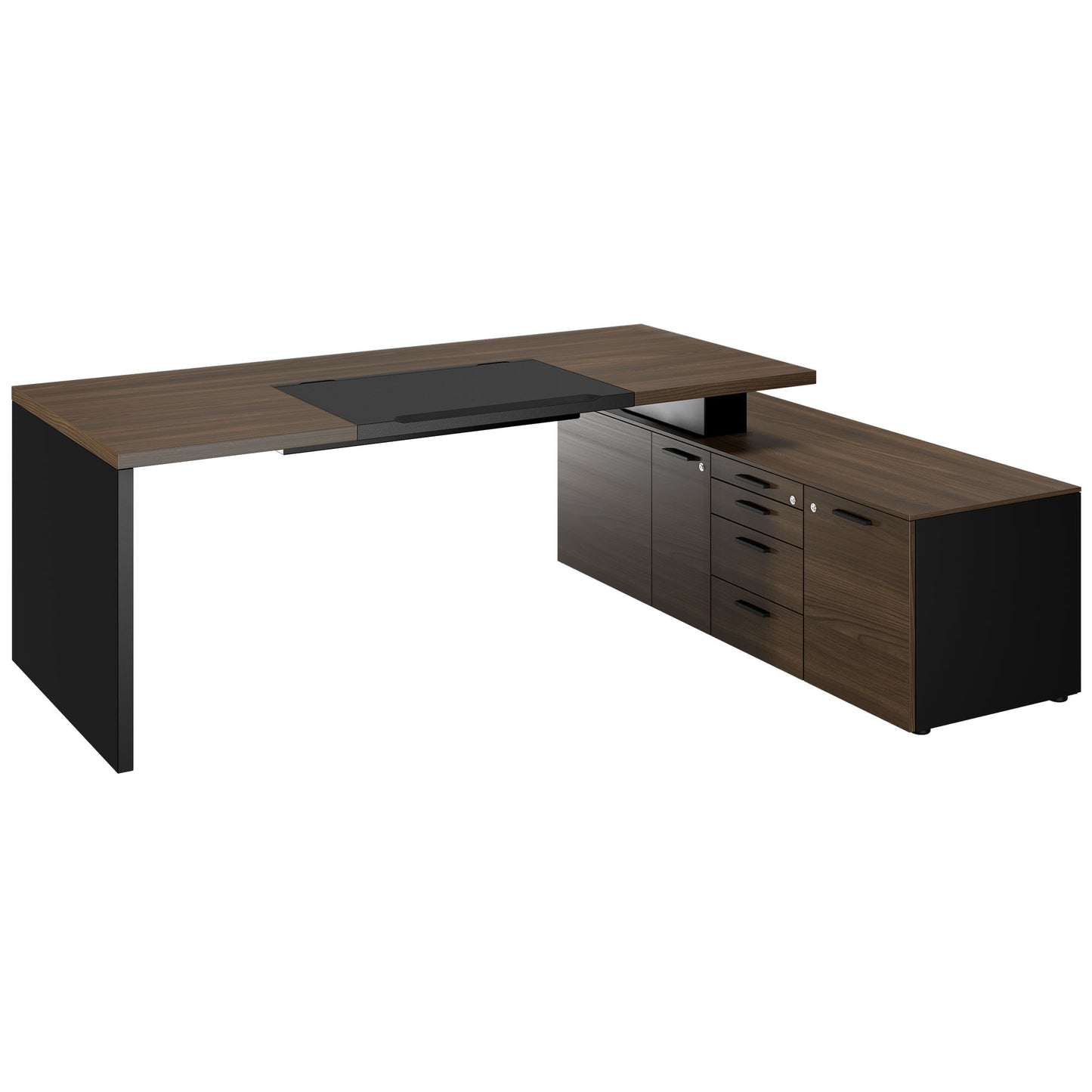 Bralco SILE Bureau avec basse-planche | 2300 x 1700 mm, noyer