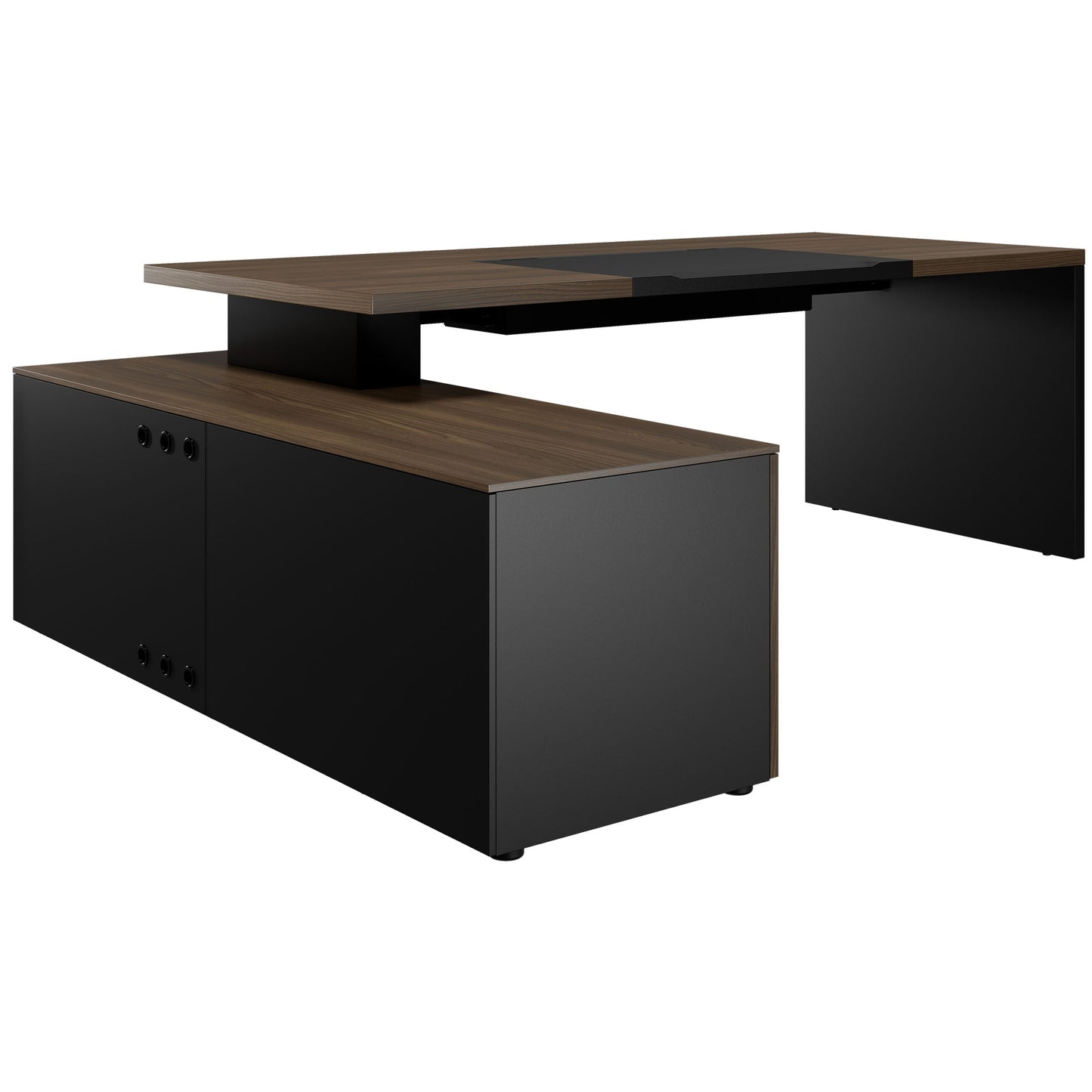 Bralco SILE Bureau avec basse-planche | 2300 x 1700 mm, noyer