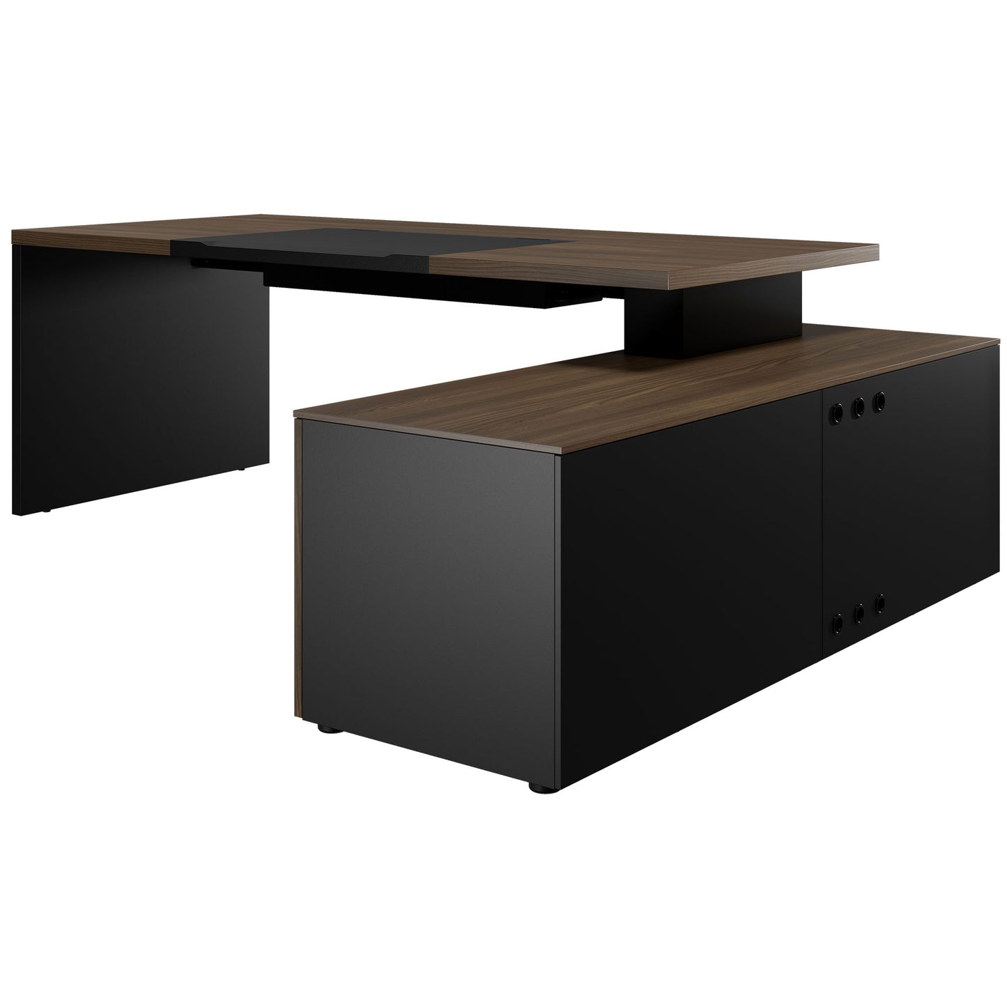 Bralco SILE Bureau avec basse-planche | 2300 x 1700 mm, noyer