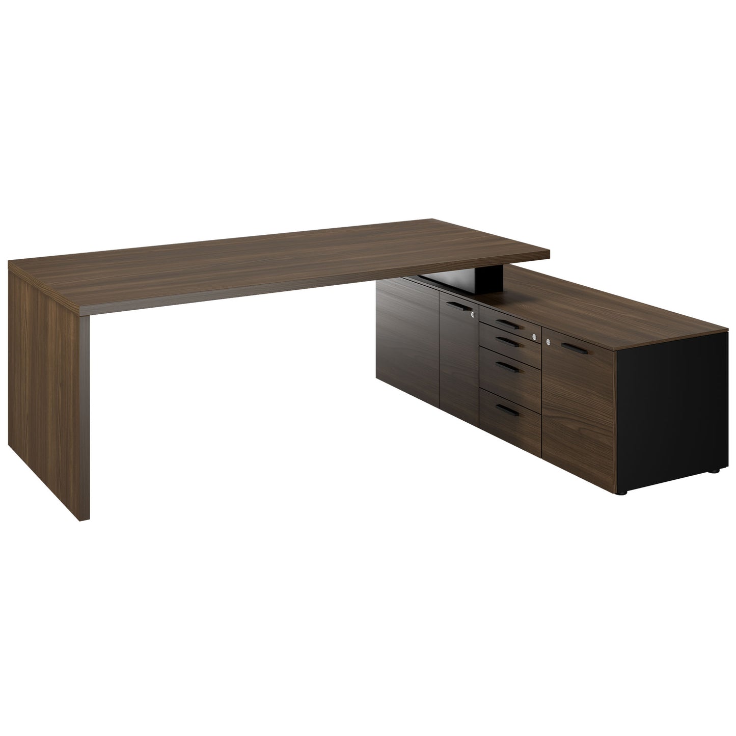 Bralco SILE Bureau avec basse-planche | 2300 x 1700 mm, noyer