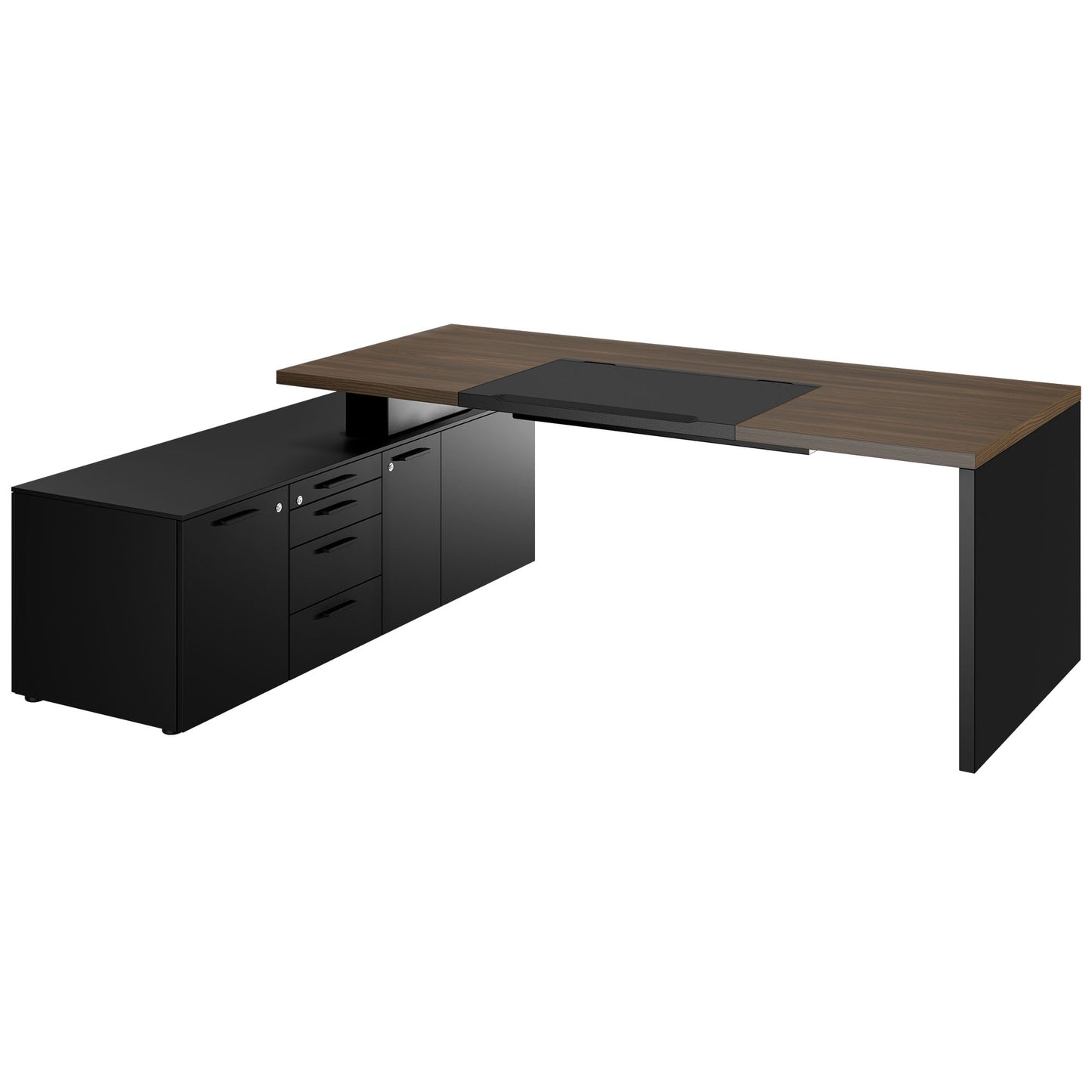 Bralco SILE Bureau avec basse-planche | 2300 x 1700 mm, noyer