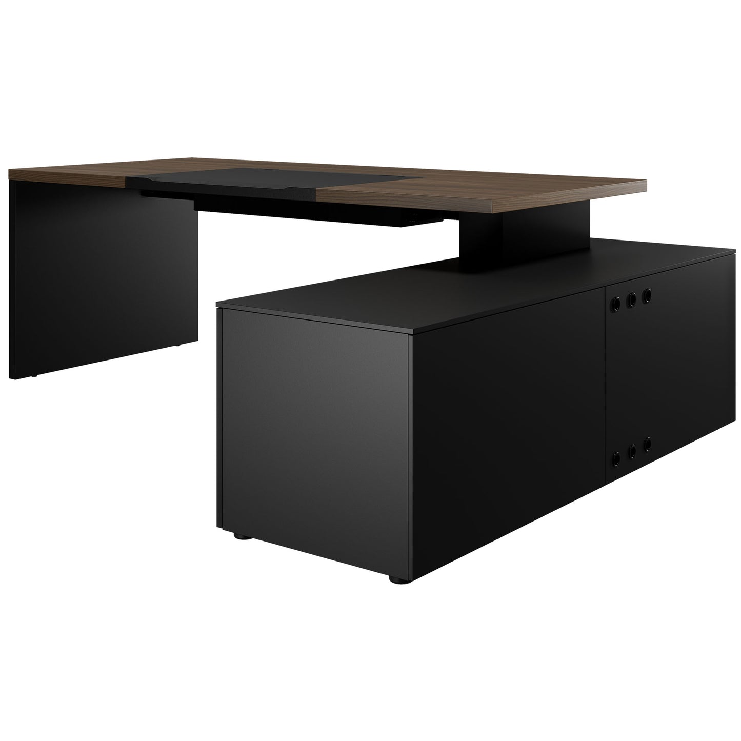 Bralco SILE Bureau avec basse-planche | 2300 x 1700 mm, noyer