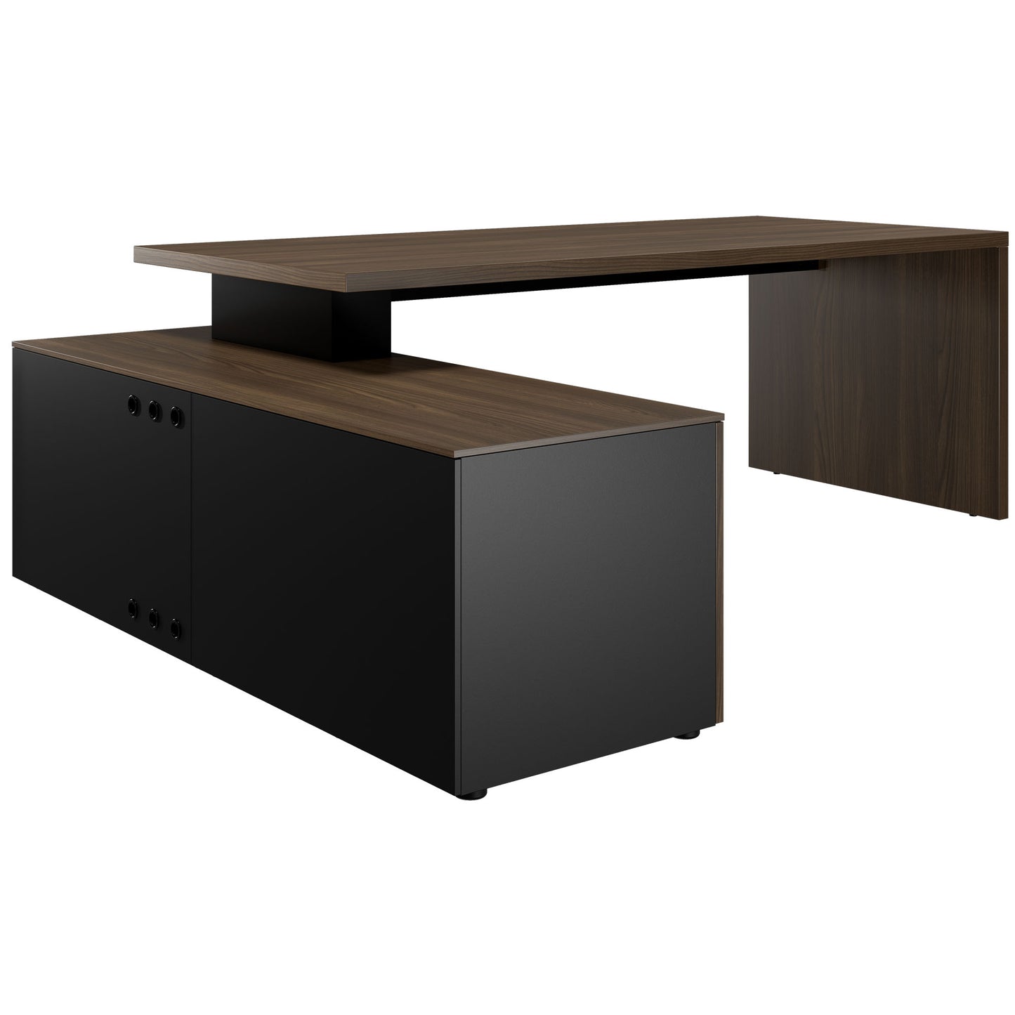 Bralco SILE Bureau avec basse-planche | 2300 x 1700 mm, noyer