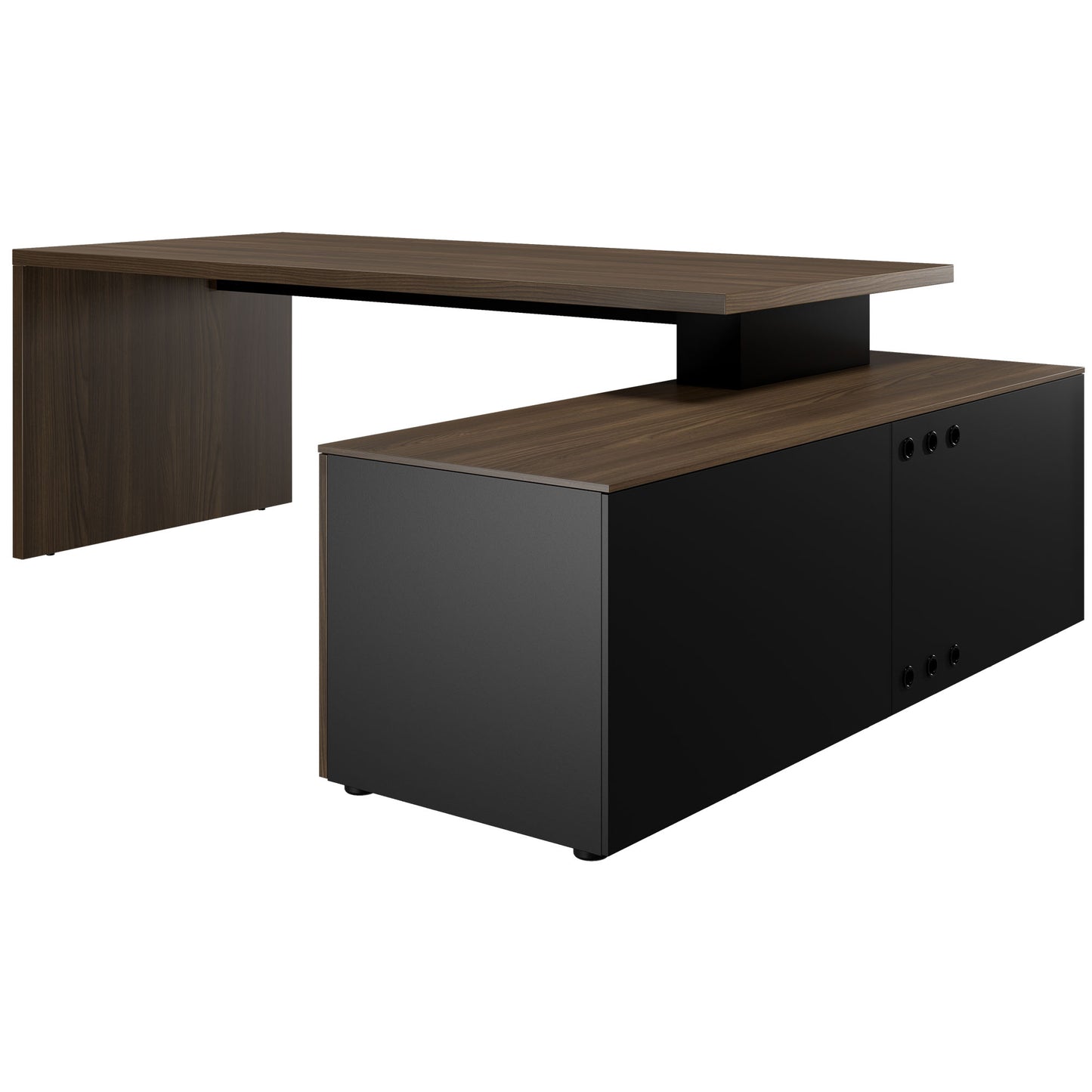 Bralco SILE Bureau avec basse-planche | 2300 x 1700 mm, noyer