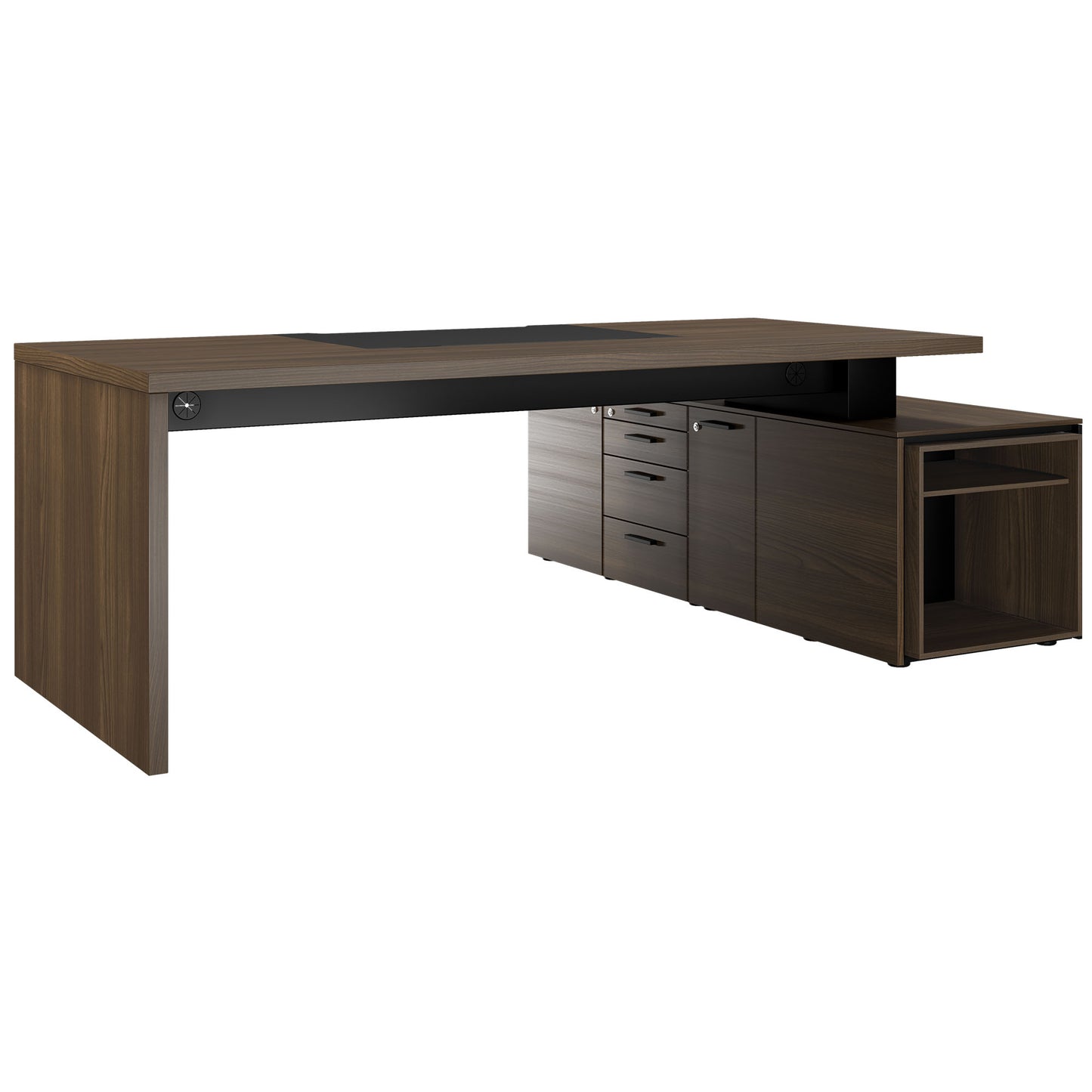 Bralco SILE Bureau avec basse-planche | 2300 x 1700 mm, noyer