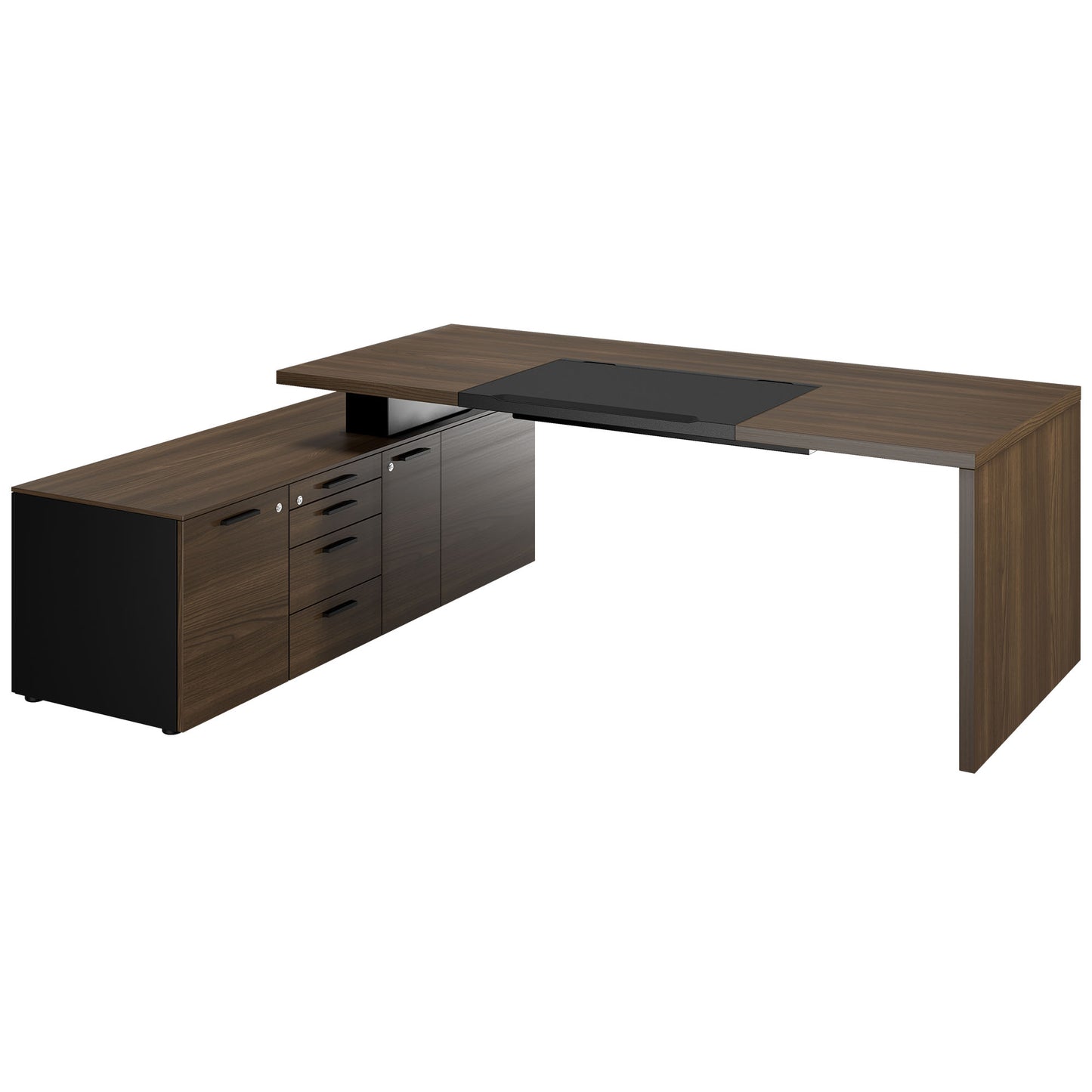 Bralco SILE Bureau avec basse-planche | 2300 x 1700 mm, noyer