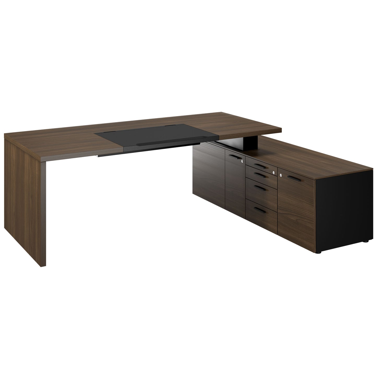 Bralco SILE Bureau avec basse-planche | 2300 x 1700 mm, noyer