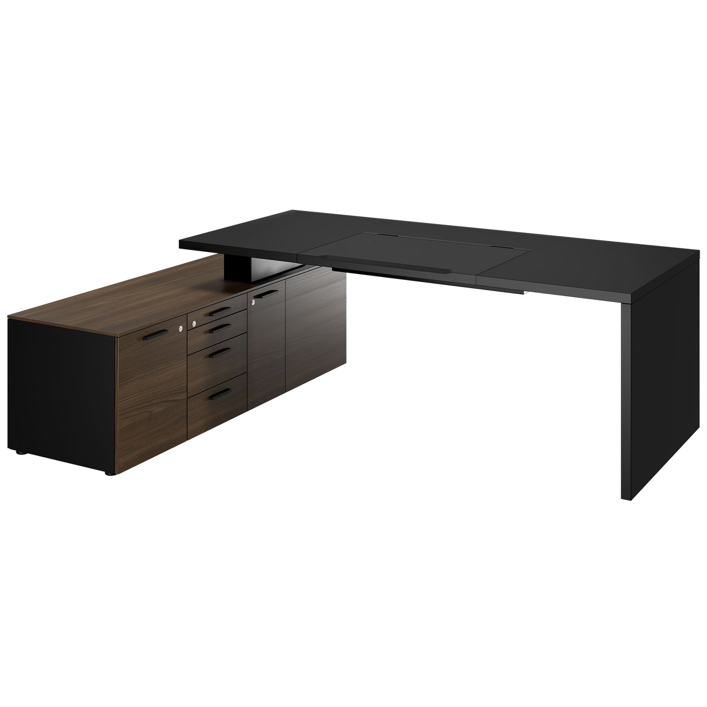 Bralco SILE Scrivania con bacheca | 2300 x 1700 mm, nero