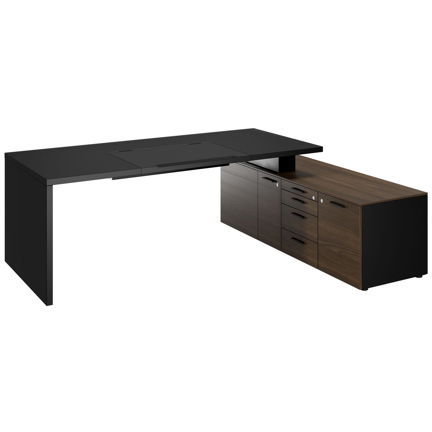 Bralco SILE Scrivania con bacheca | 2300 x 1700 mm, nero