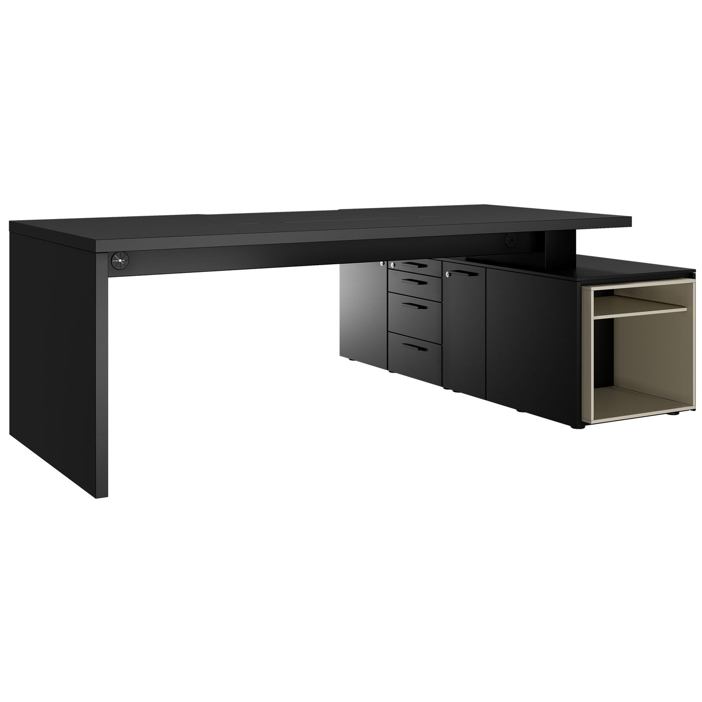 Bralco SILE Scrivania con bacheca | 2300 x 1700 mm, nero