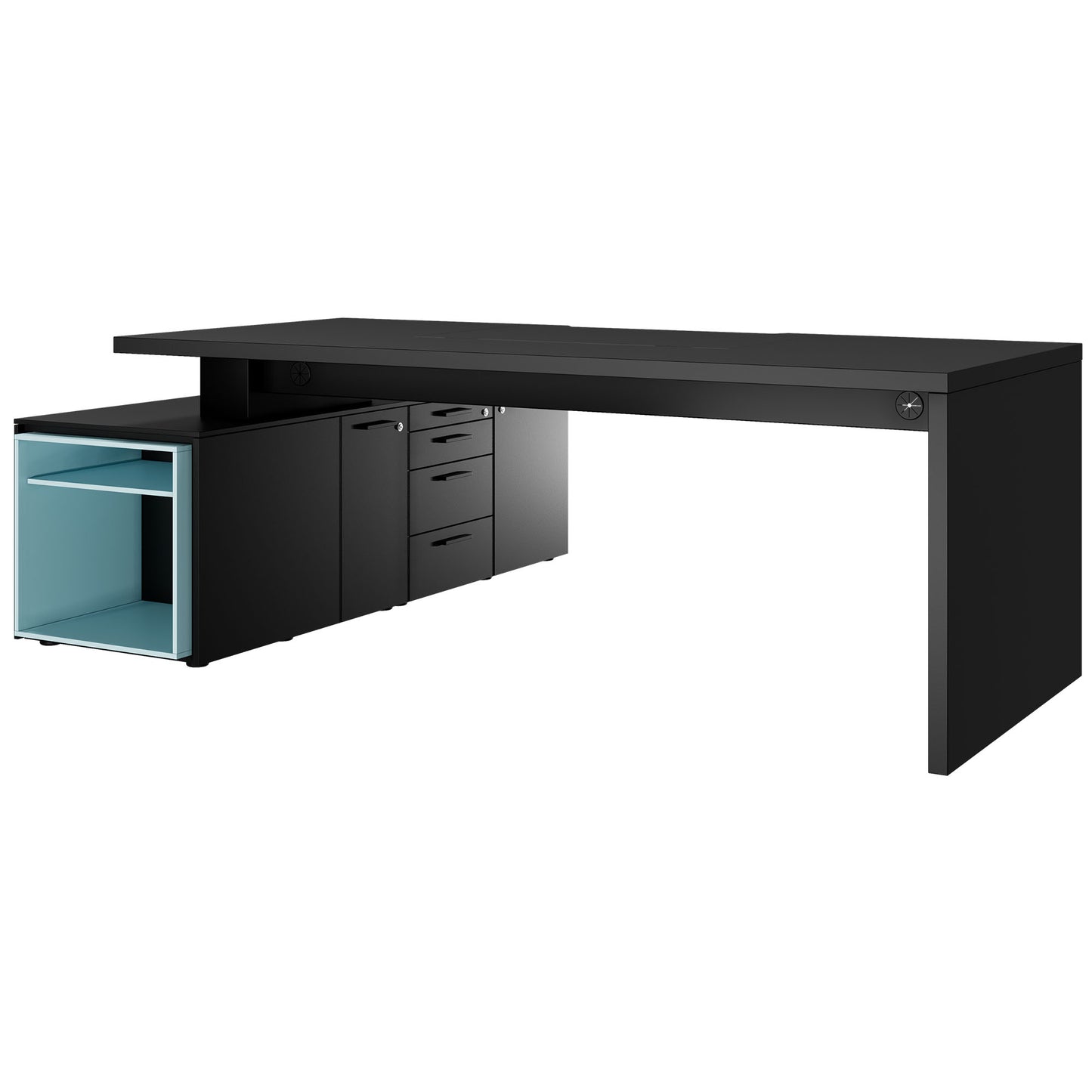 Bralco SILE Scrivania con bacheca | 2300 x 1700 mm, nero