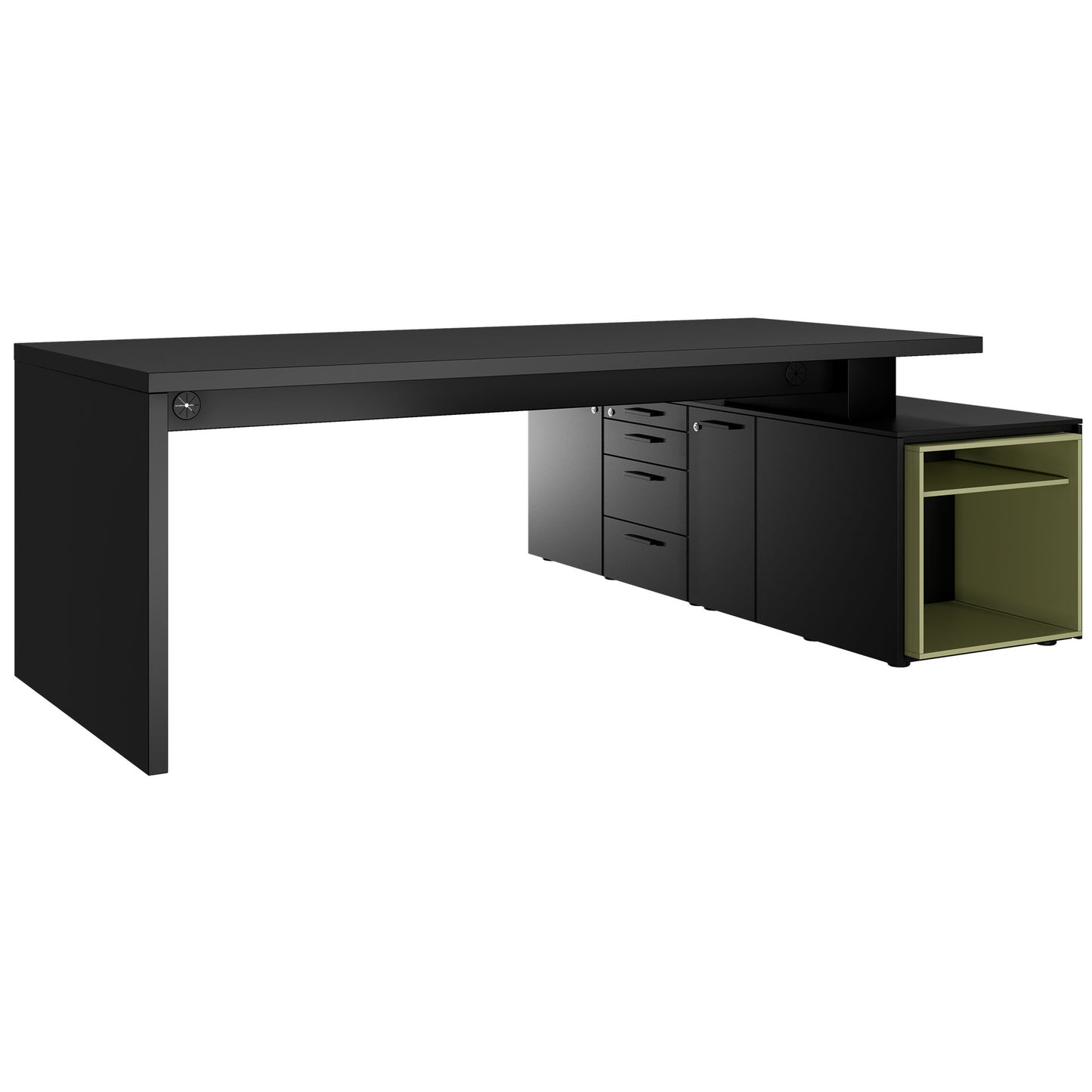 Bralco SILE Scrivania con bacheca | 2300 x 1700 mm, nero