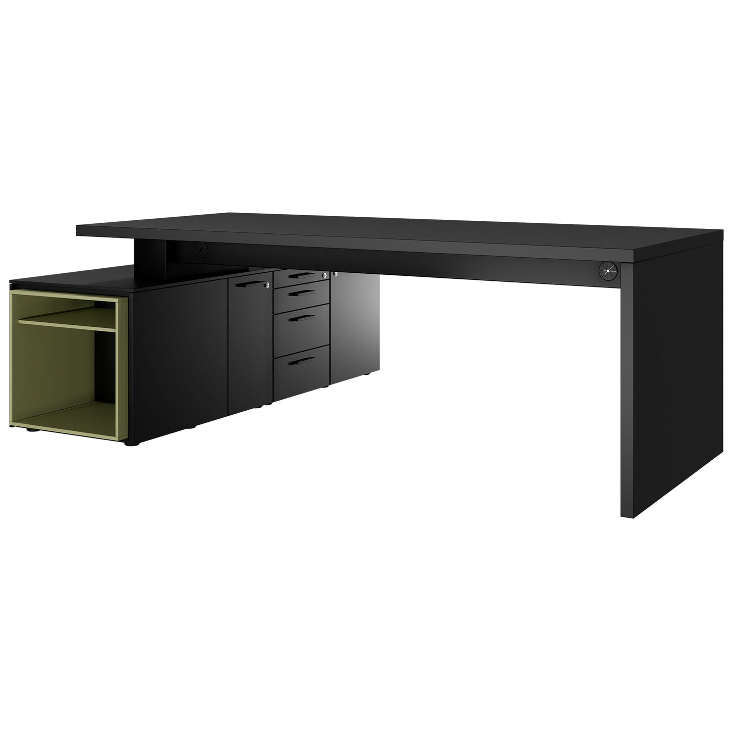 Bralco SILE Scrivania con bacheca | 2300 x 1700 mm, nero