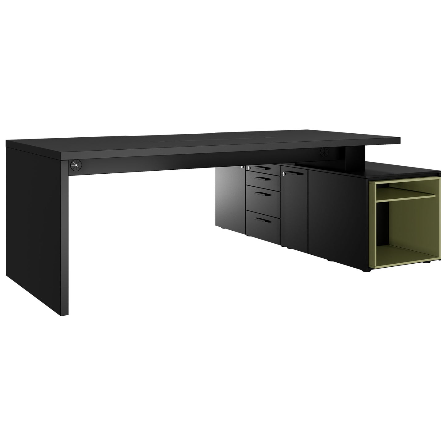 Bralco SILE Scrivania con bacheca | 2300 x 1700 mm, nero