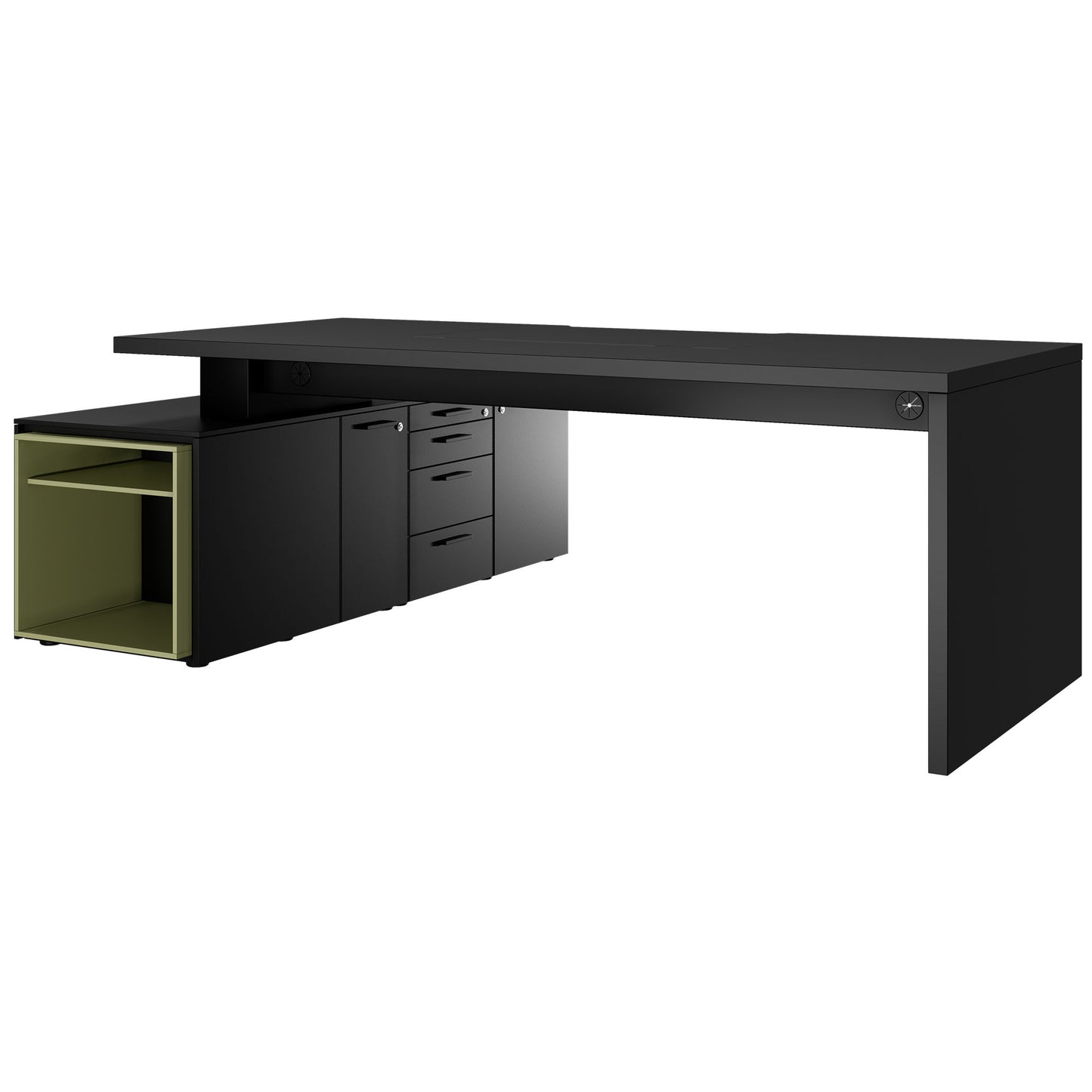 Bralco SILE Scrivania con bacheca | 2300 x 1700 mm, nero