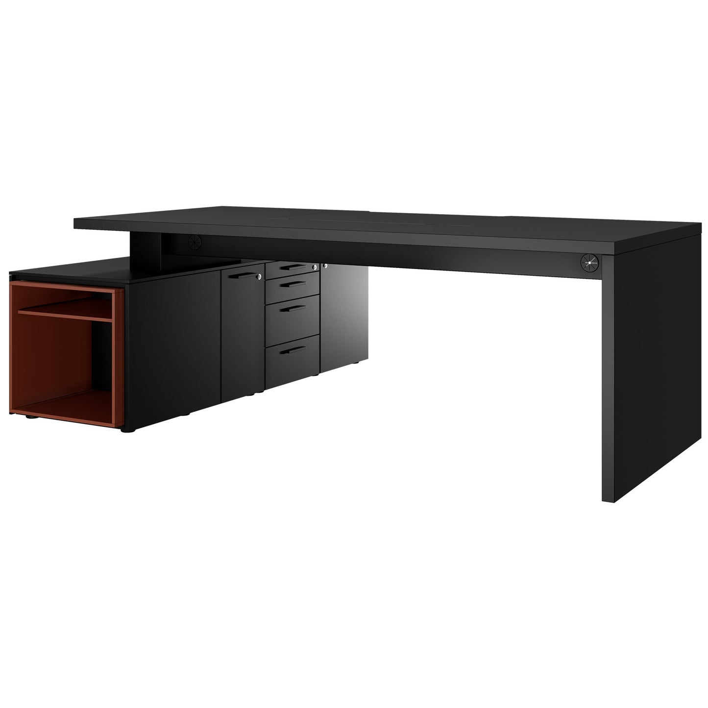 Bralco SILE Scrivania con bacheca | 2300 x 1700 mm, nero