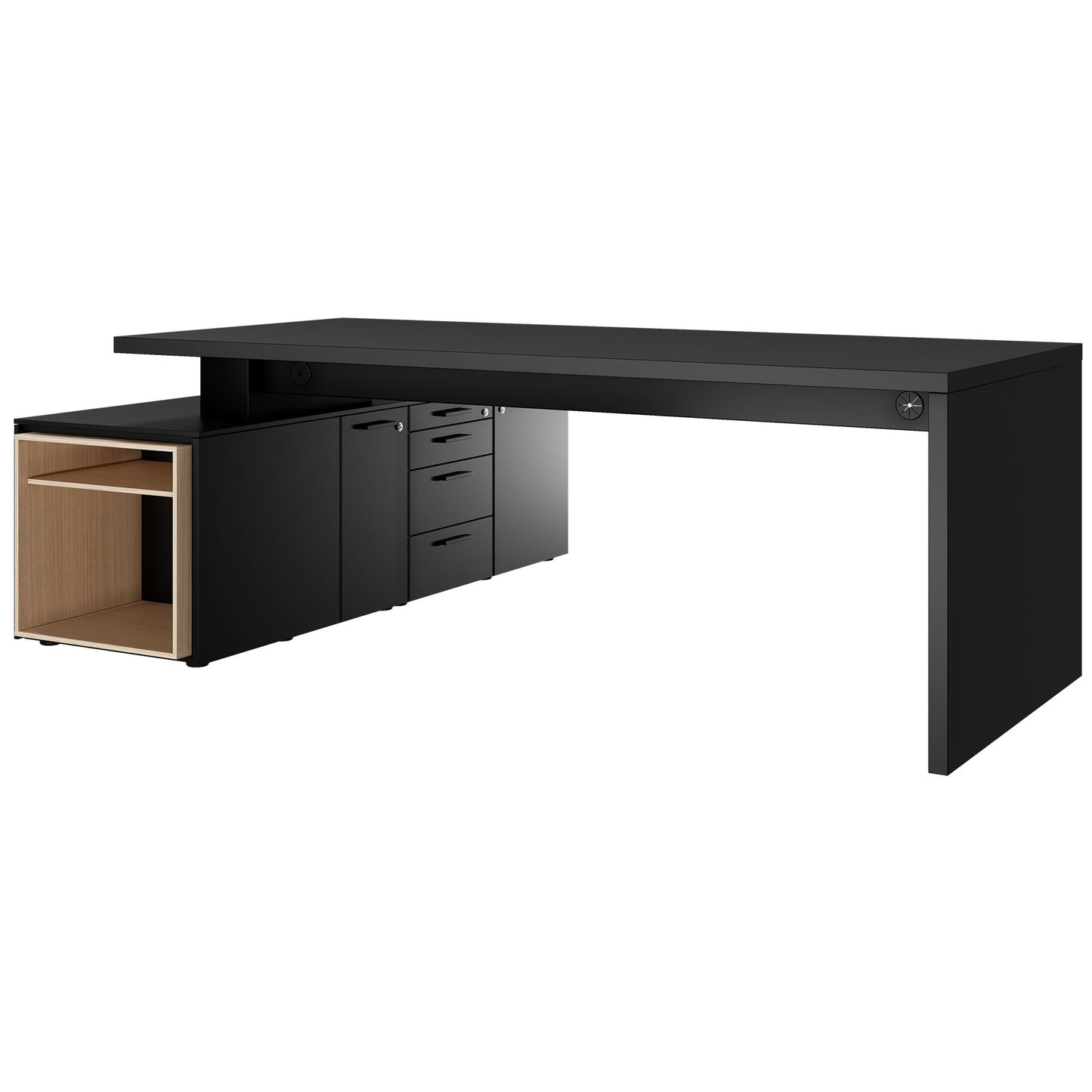 Bralco SILE Scrivania con bacheca | 2300 x 1700 mm, nero