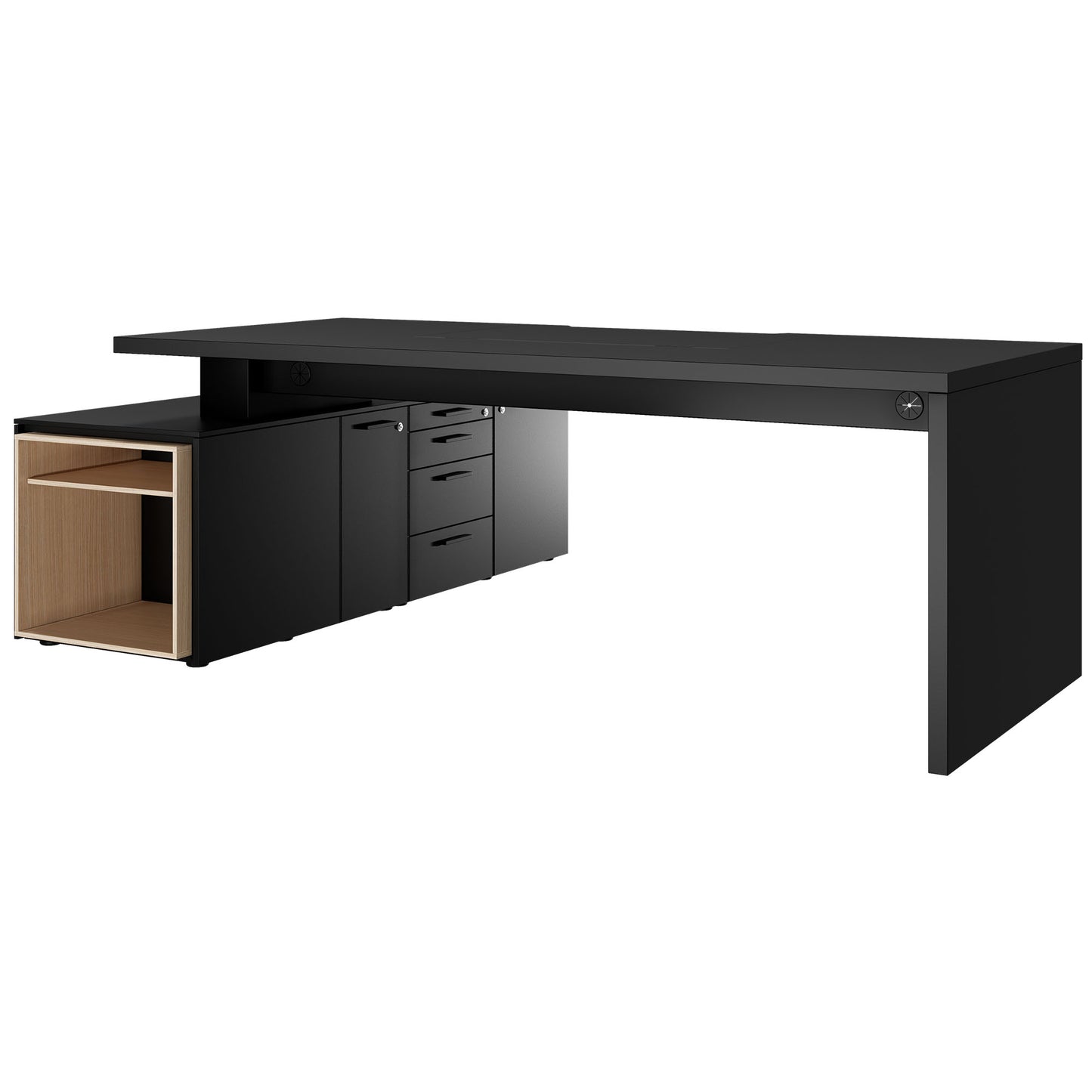 Bralco SILE Scrivania con bacheca | 2300 x 1700 mm, nero