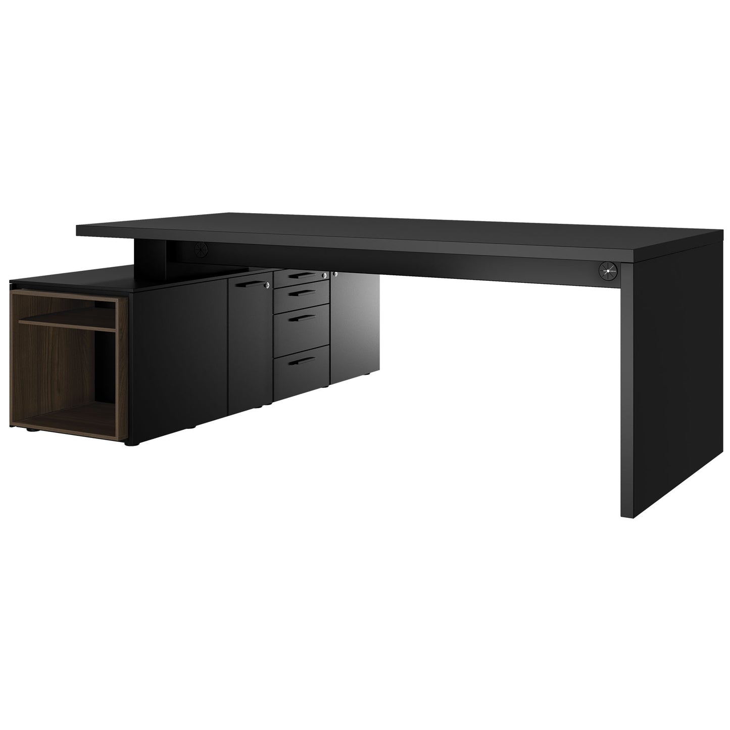 Bralco SILE Scrivania con bacheca | 2300 x 1700 mm, nero