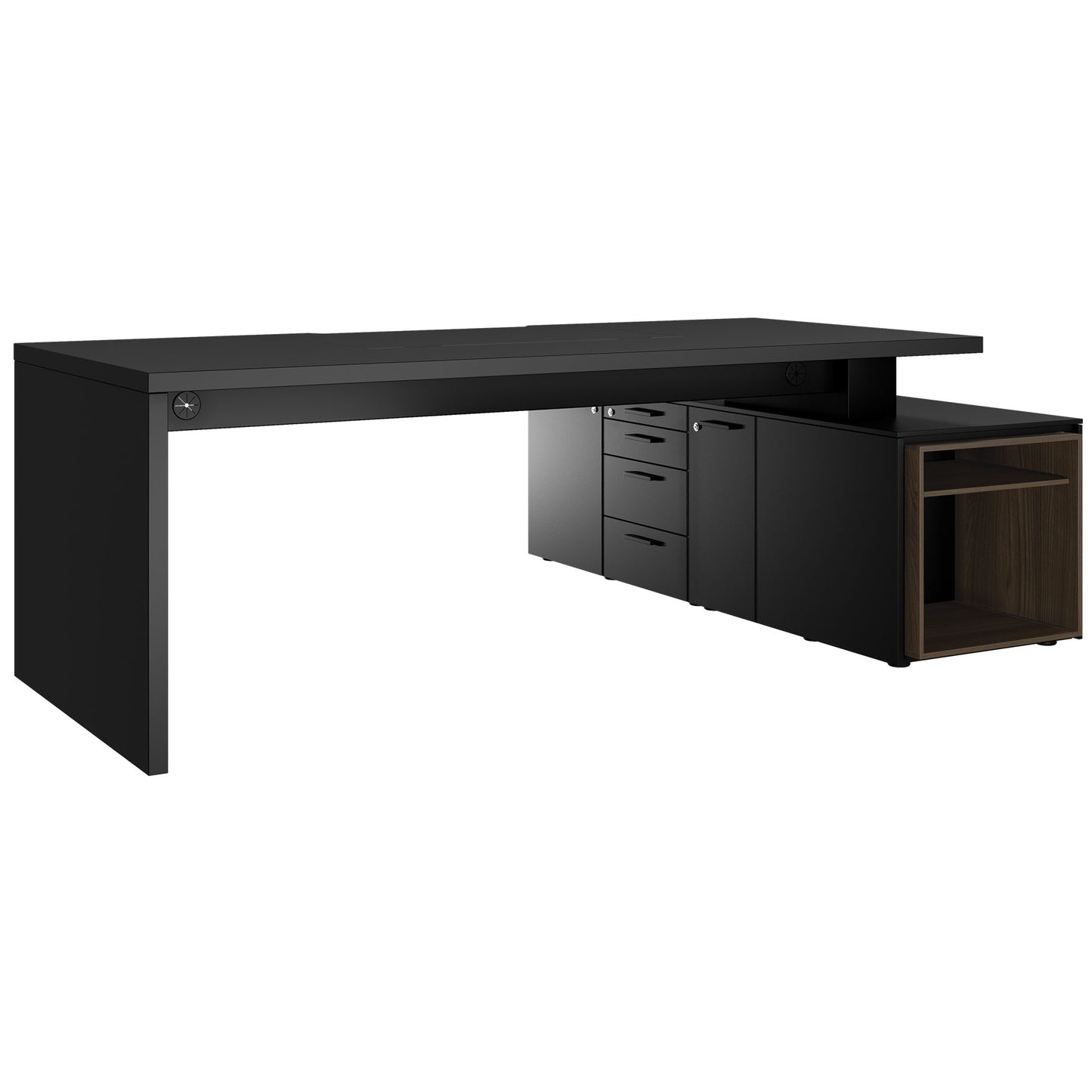 Bralco SILE Scrivania con bacheca | 2300 x 1700 mm, nero