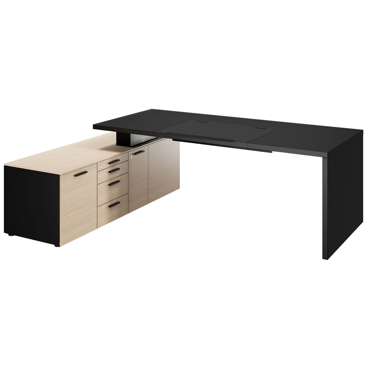 Bralco SILE Scrivania con bacheca | 2300 x 1700 mm, nero