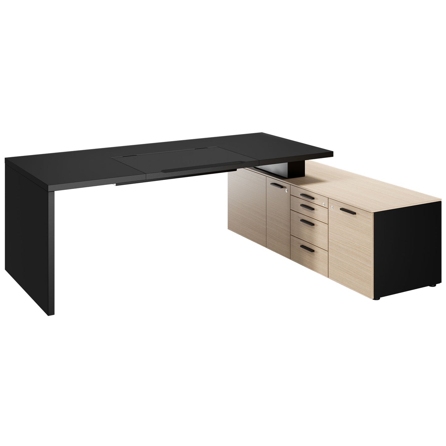 Bralco SILE Scrivania con bacheca | 2300 x 1700 mm, nero