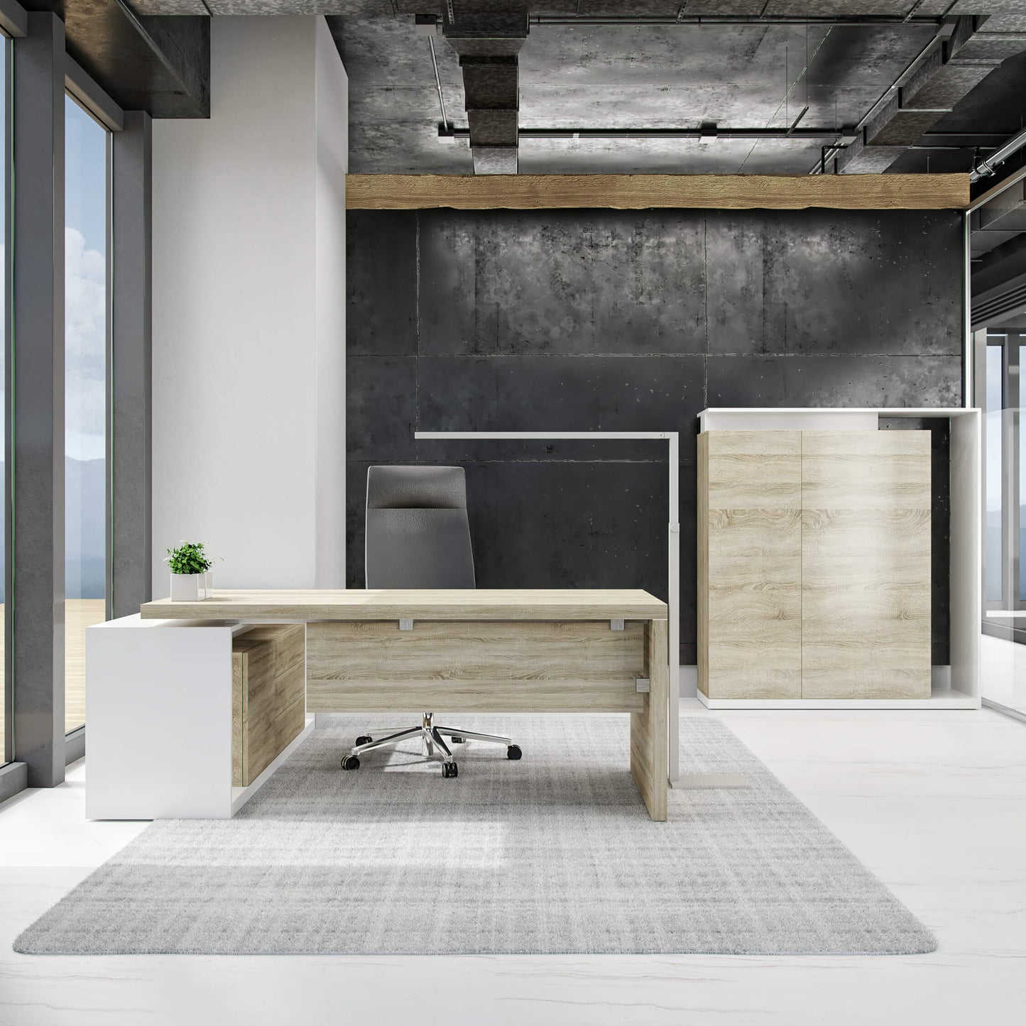 AVION Ensemble de bureaux en chef - y compris le service d'assemblage | Chêne sonoma