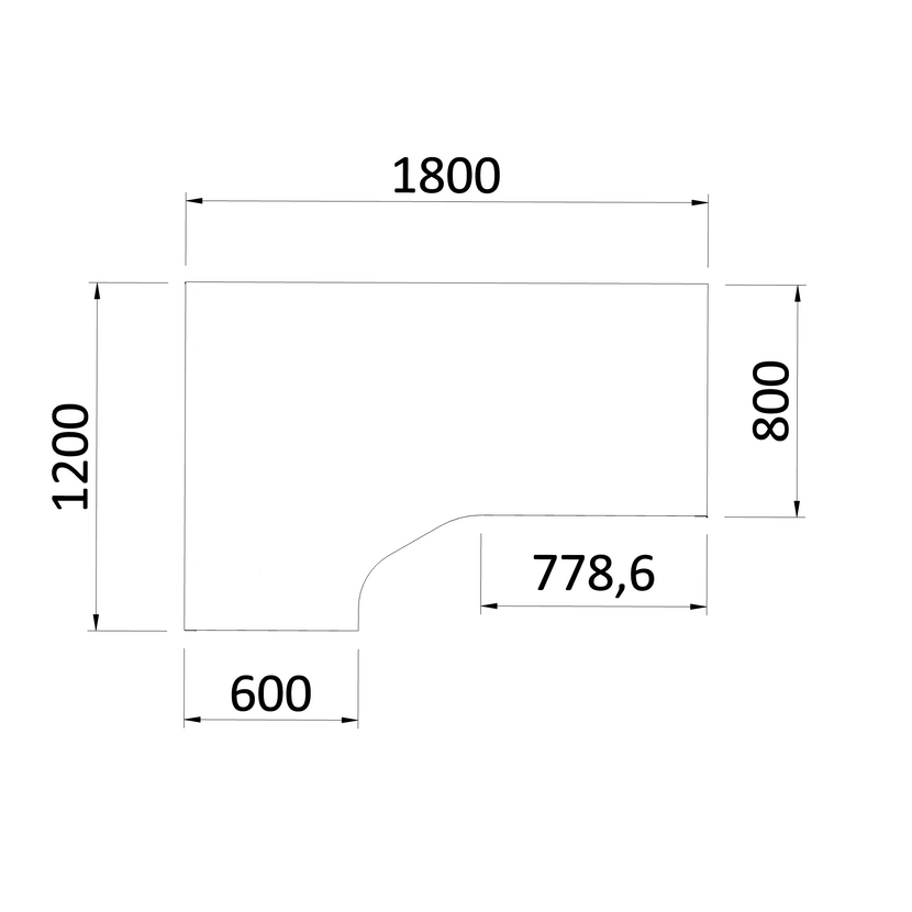 NOVA Angle Desk | Angle à gauche, 1800 x 1200 mm, blanc