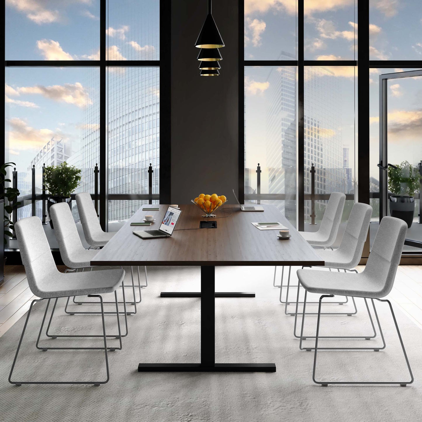 T-EASY Tabella della conferenza | 2400 x 1200 mm (10-12 persone), elettrificato, noce