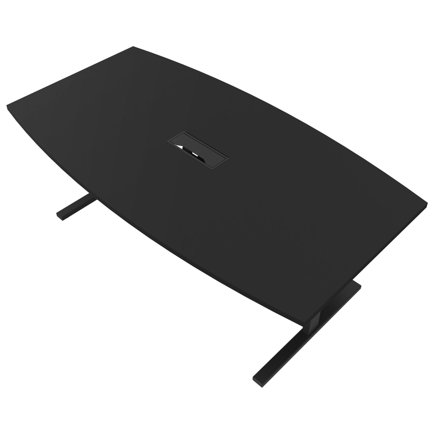 T-EASY conference table | 2400 x 1200 mm (6 - 10 people), boat shape, electrified, anthracite
