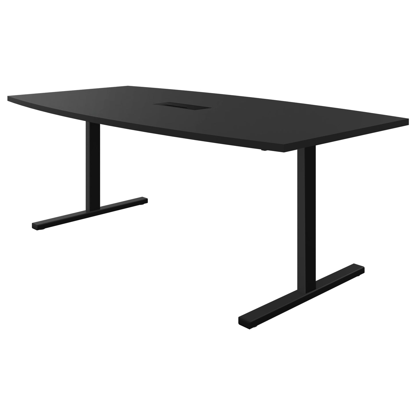 T-EASY conference table | 2400 x 1200 mm (6 - 10 people), boat shape, electrified, anthracite