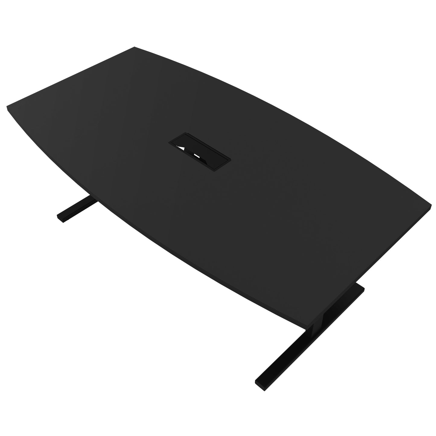 T-EASY conference table | 2400 x 1200 mm (6 - 10 people), boat shape, electrified, anthracite
