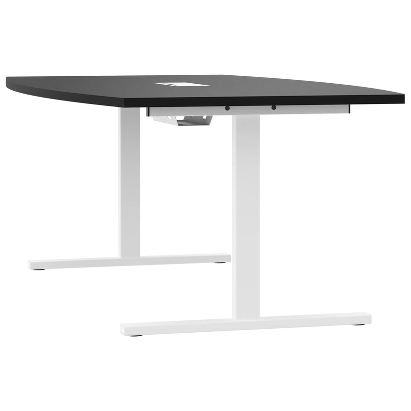 T-EASY conference table | 2400 x 1200 mm (6 - 10 people), boat shape, electrified, anthracite