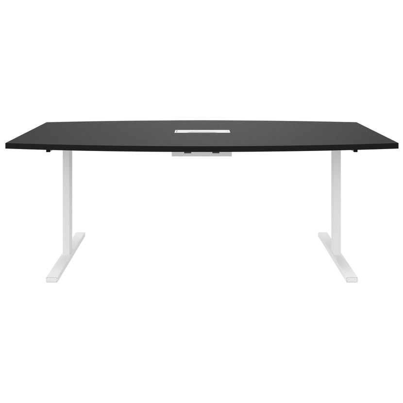 T-EASY conference table | 2400 x 1200 mm (6 - 10 people), boat shape, electrified, anthracite