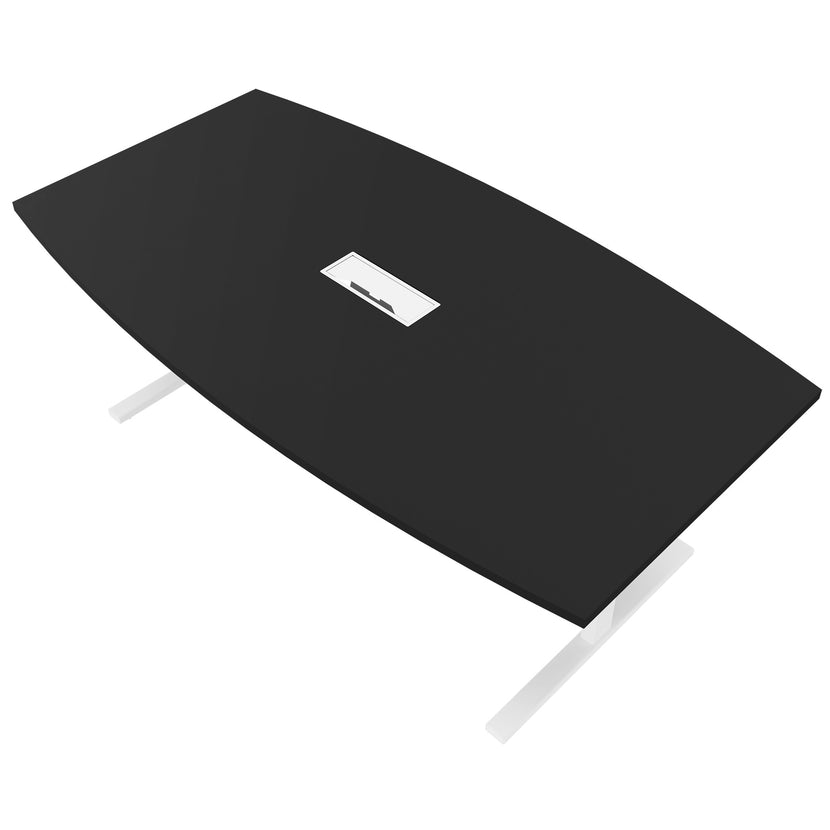 T-EASY conference table | 2400 x 1200 mm (6 - 10 people), boat shape, electrified, anthracite
