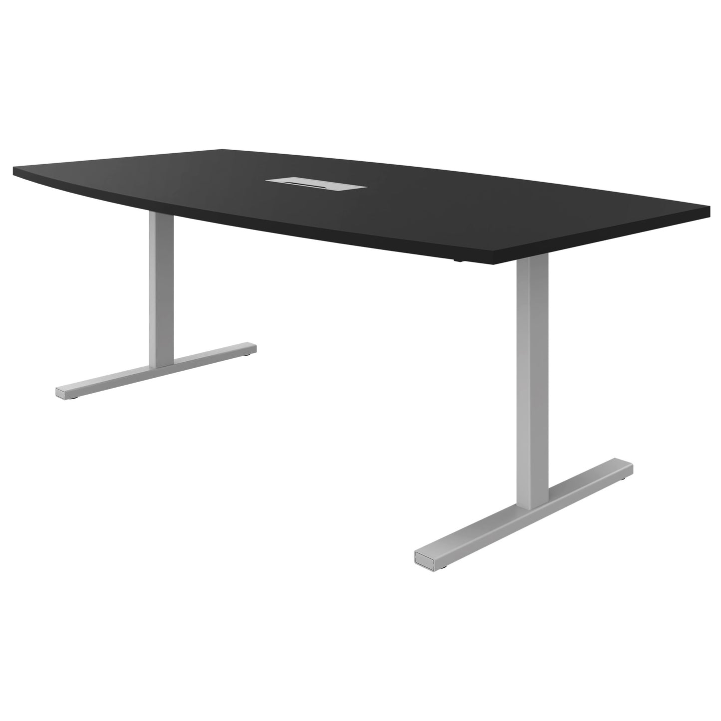 T-EASY conference table | 2400 x 1200 mm (6 - 10 people), boat shape, electrified, anthracite