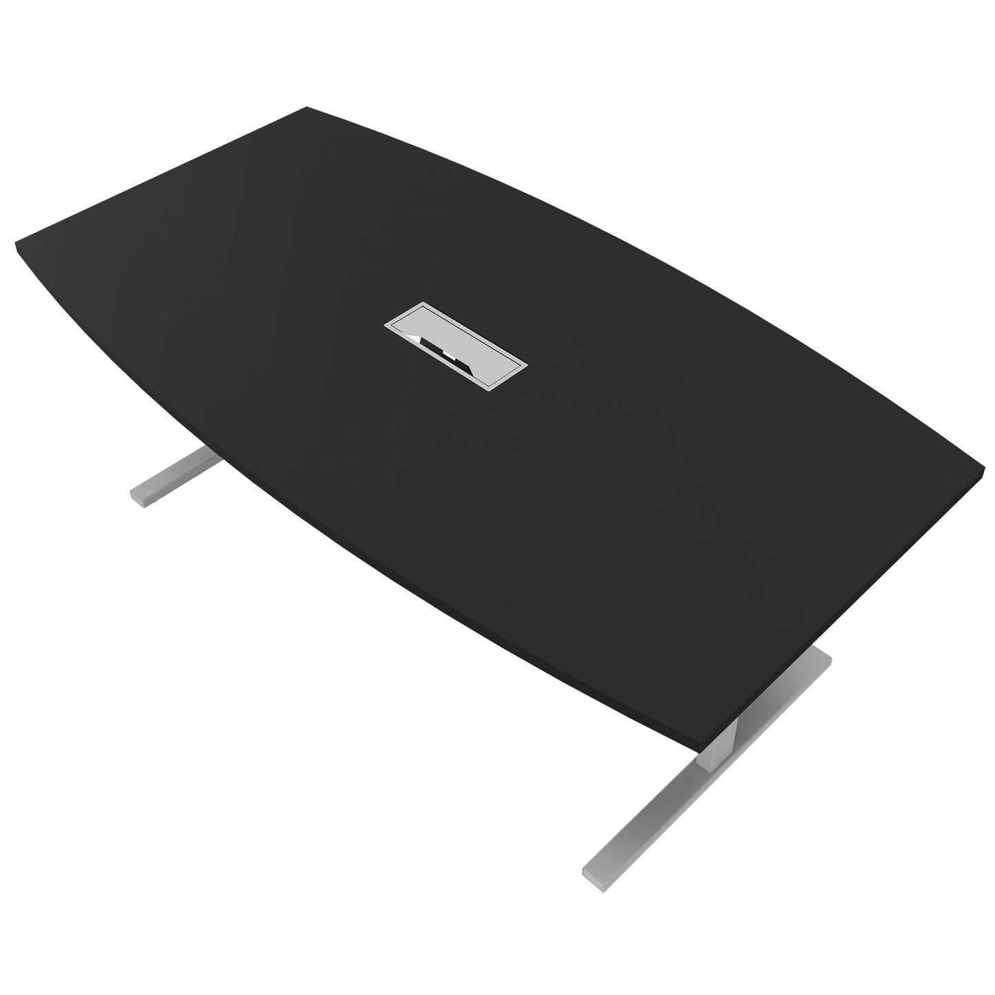 T-EASY conference table | 2400 x 1200 mm (6 - 10 people), boat shape, electrified, anthracite