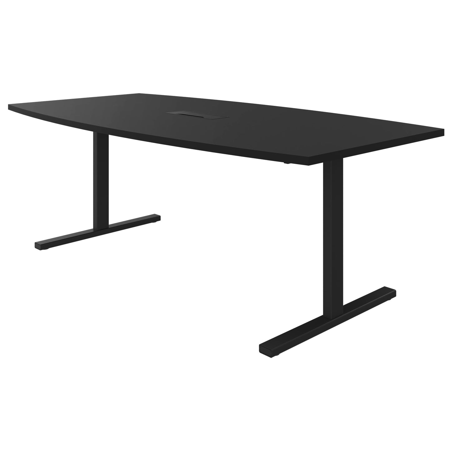 T-EASY conference table | 2400 x 1200 mm (6 - 10 people), boat shape, electrified, anthracite