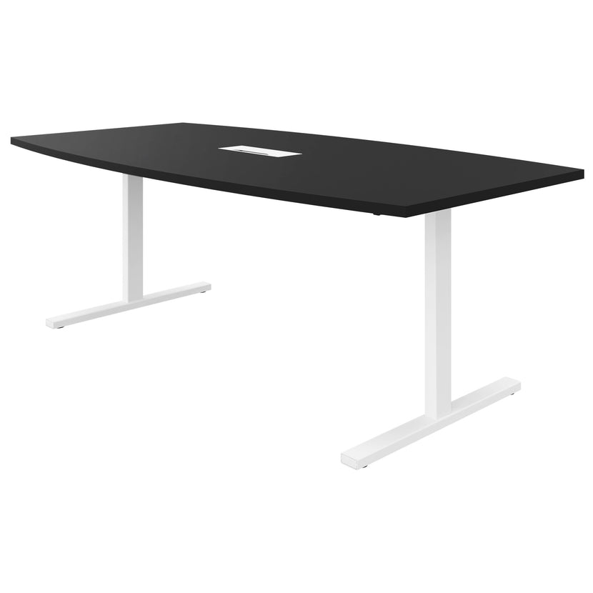 T-EASY conference table | 2400 x 1200 mm (6 - 10 people), boat shape, electrified, anthracite